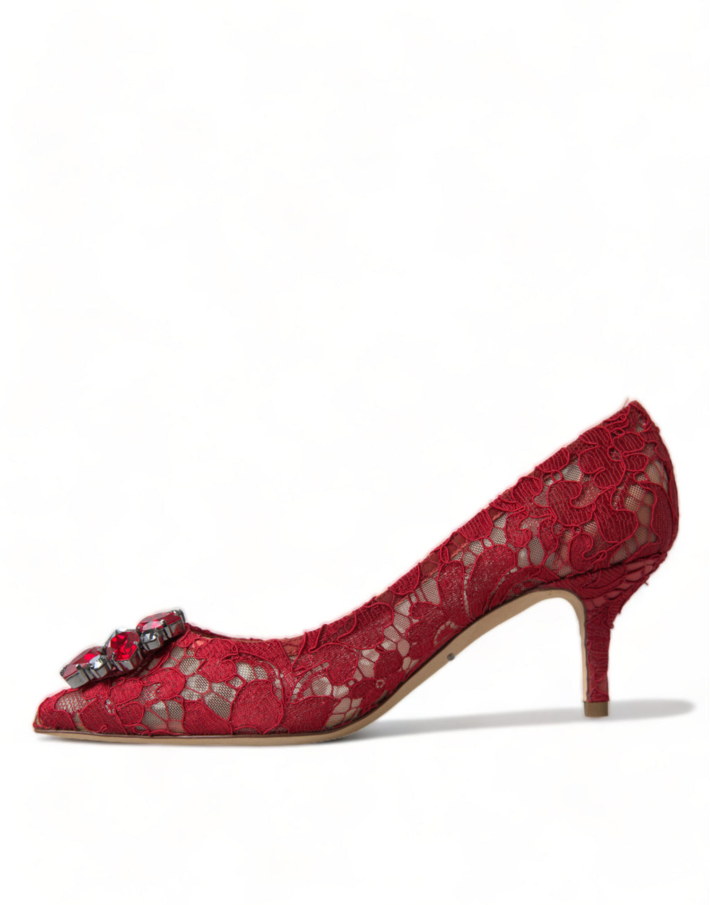 Escarpins Dolce &amp; Gabbana rouges en dentelle Taormina et cristaux
