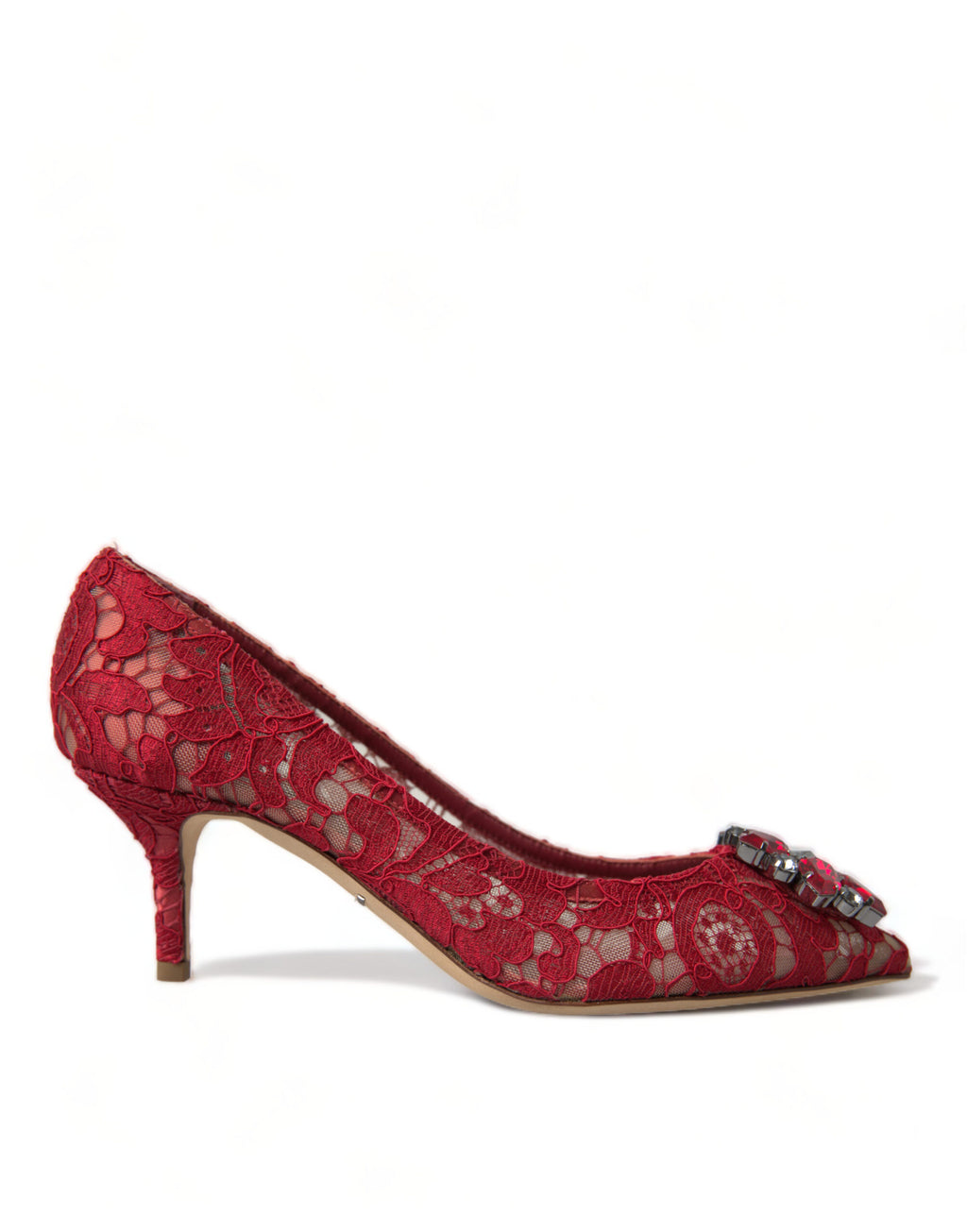 Escarpins Dolce &amp; Gabbana rouges en dentelle Taormina et cristaux