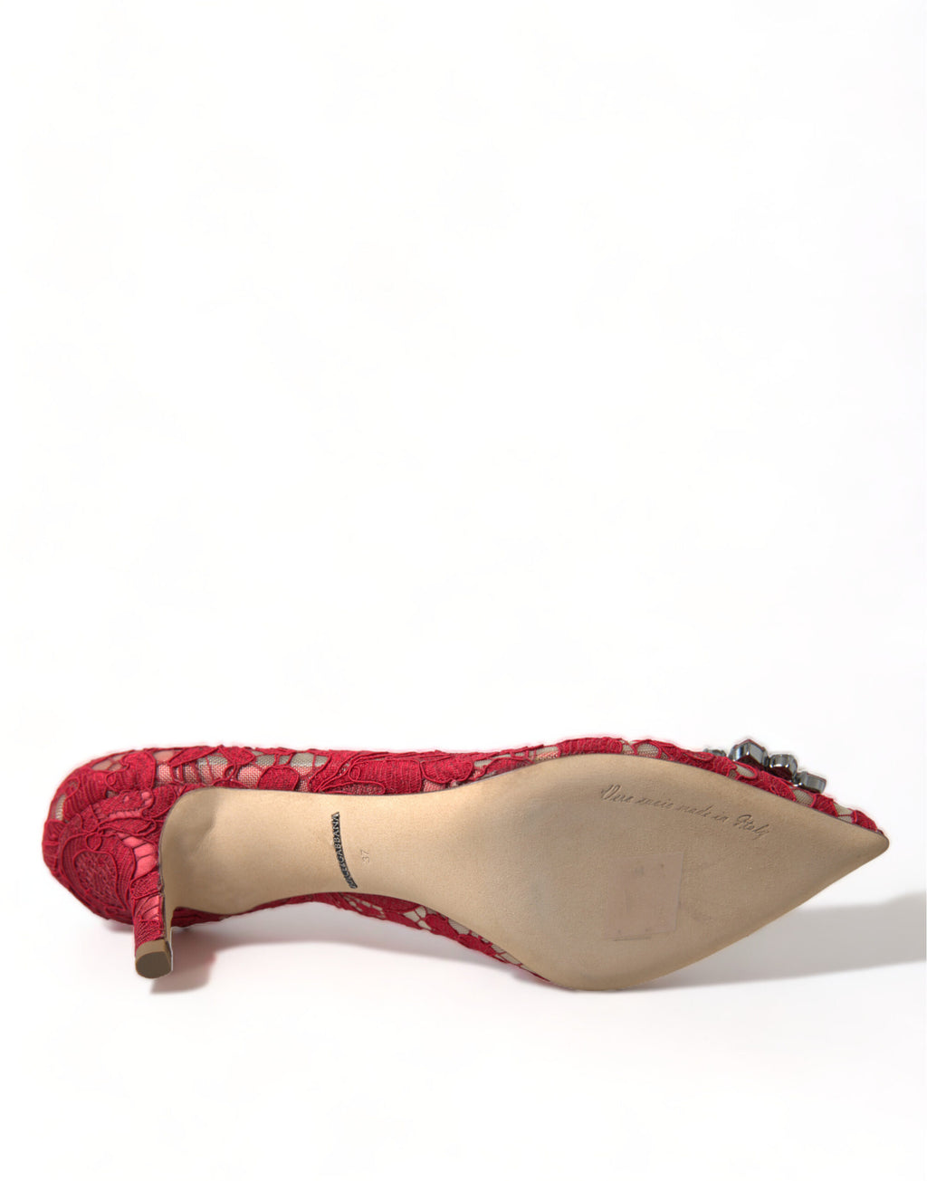 Escarpins Dolce &amp; Gabbana rouges en dentelle Taormina et cristaux