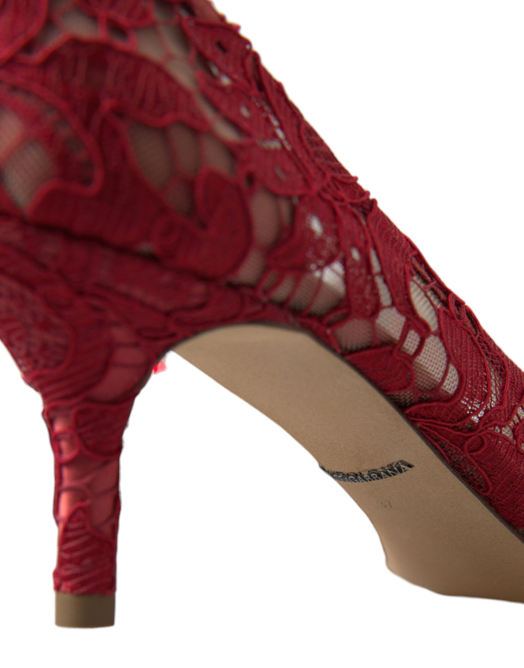 Escarpins Dolce &amp; Gabbana rouges en dentelle Taormina et cristaux
