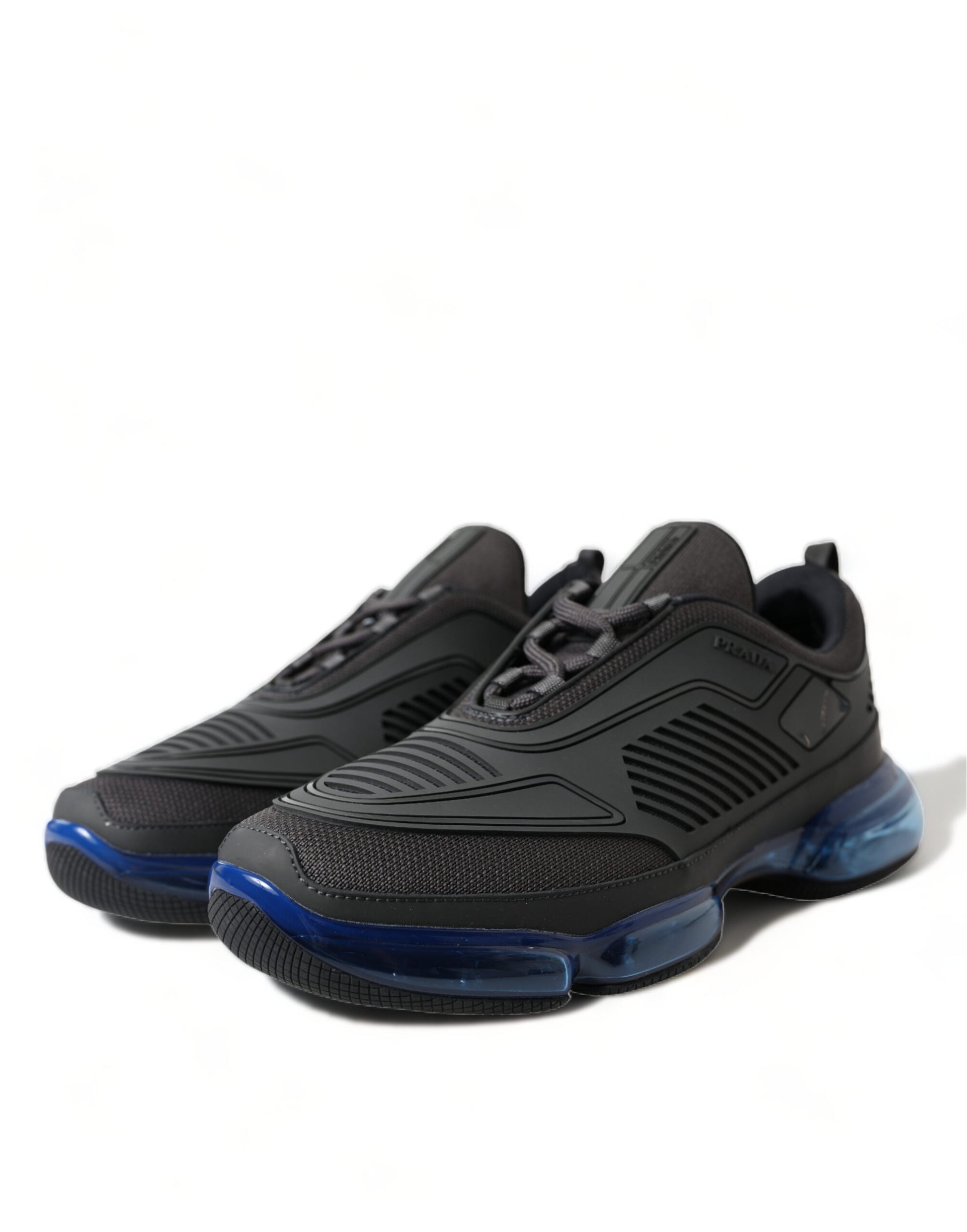 Baskets basses Prada noires et bleues en caoutchouc