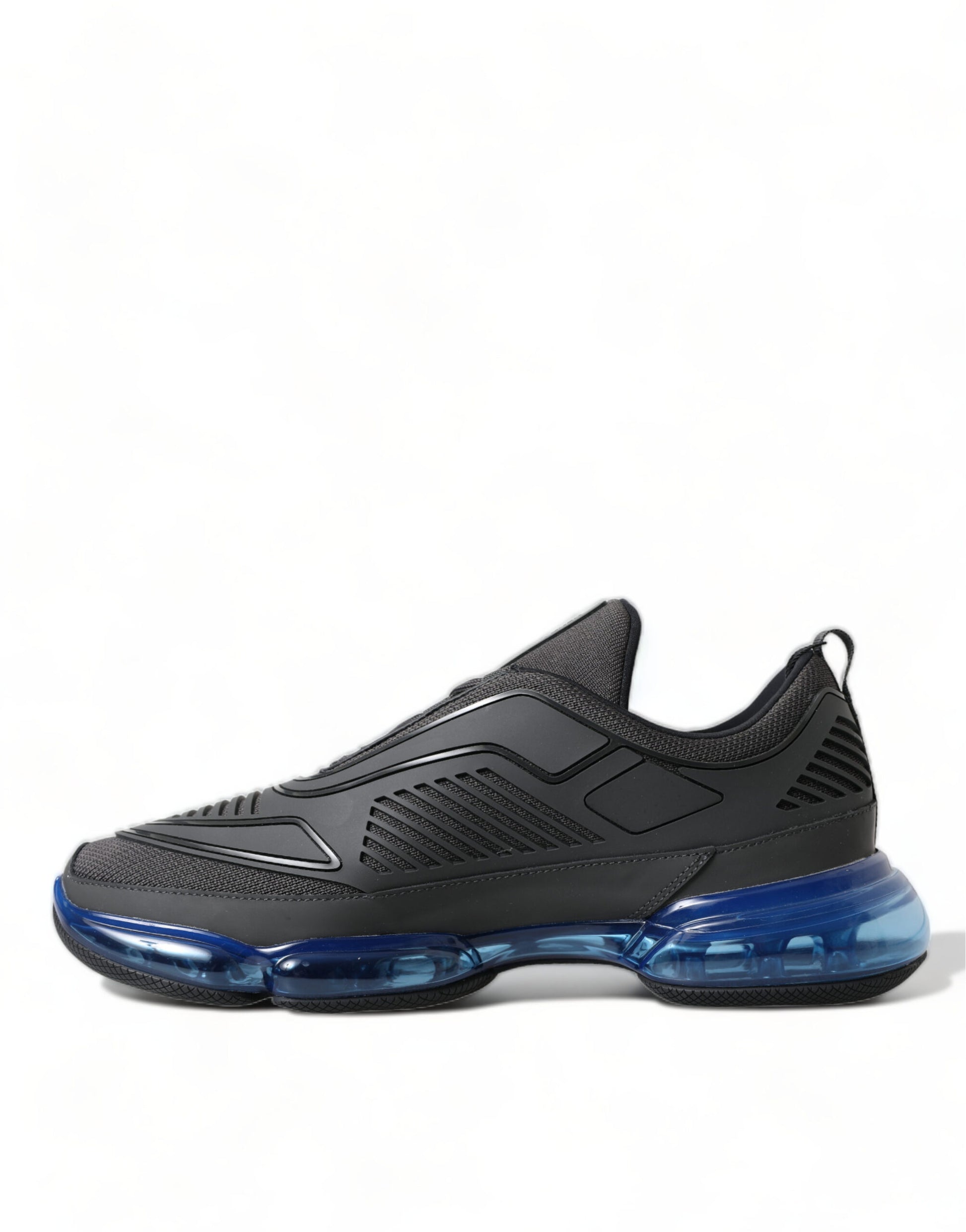 Baskets basses Prada noires et bleues en caoutchouc