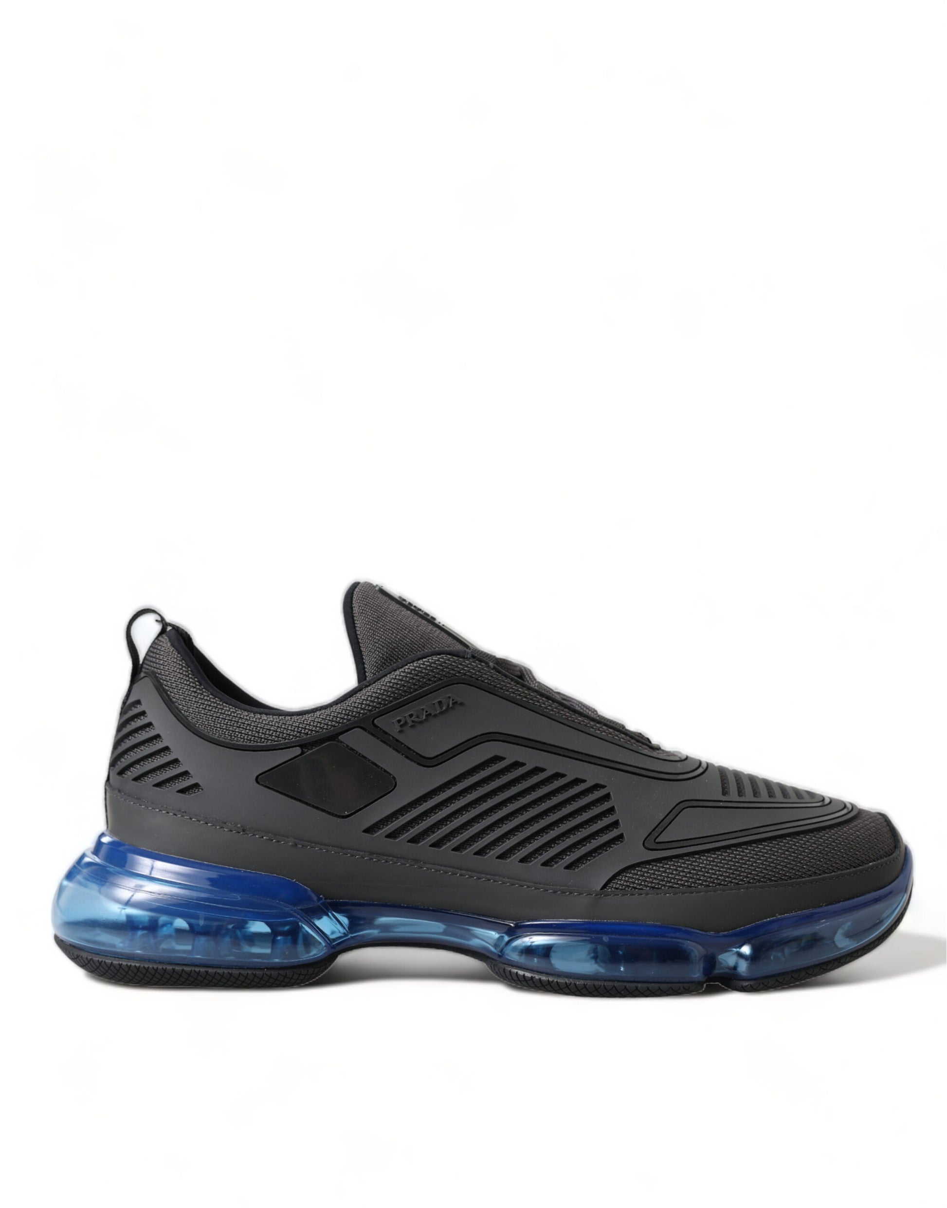 Baskets basses Prada noires et bleues en caoutchouc