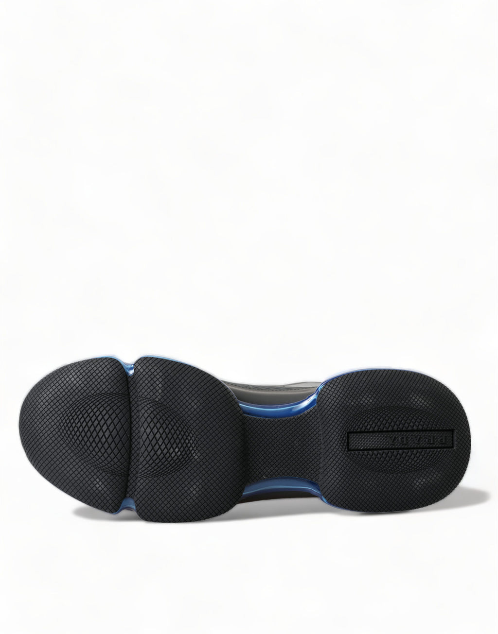 Baskets basses Prada noires et bleues en caoutchouc