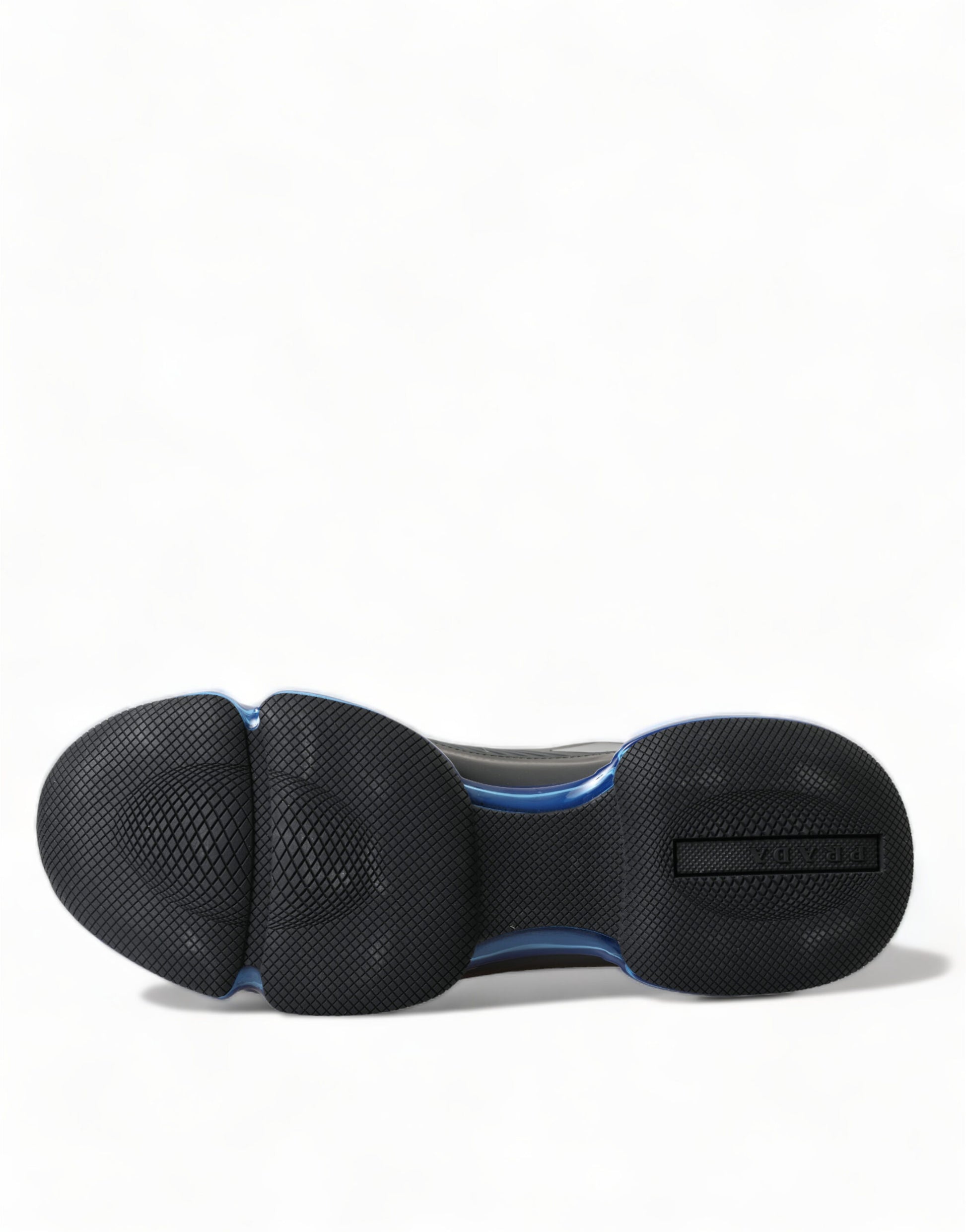 Baskets basses Prada noires et bleues en caoutchouc