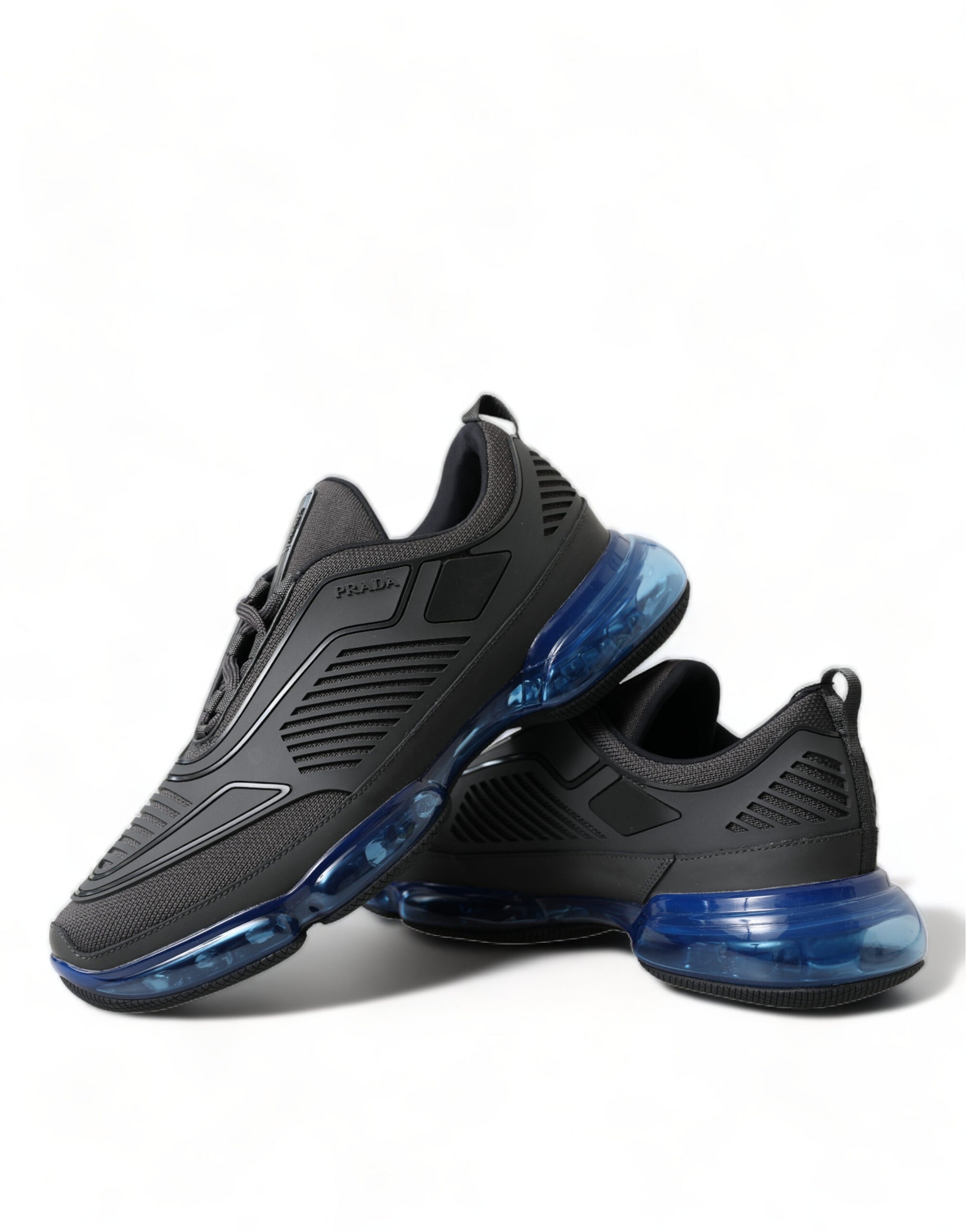 Baskets basses Prada noires et bleues en caoutchouc