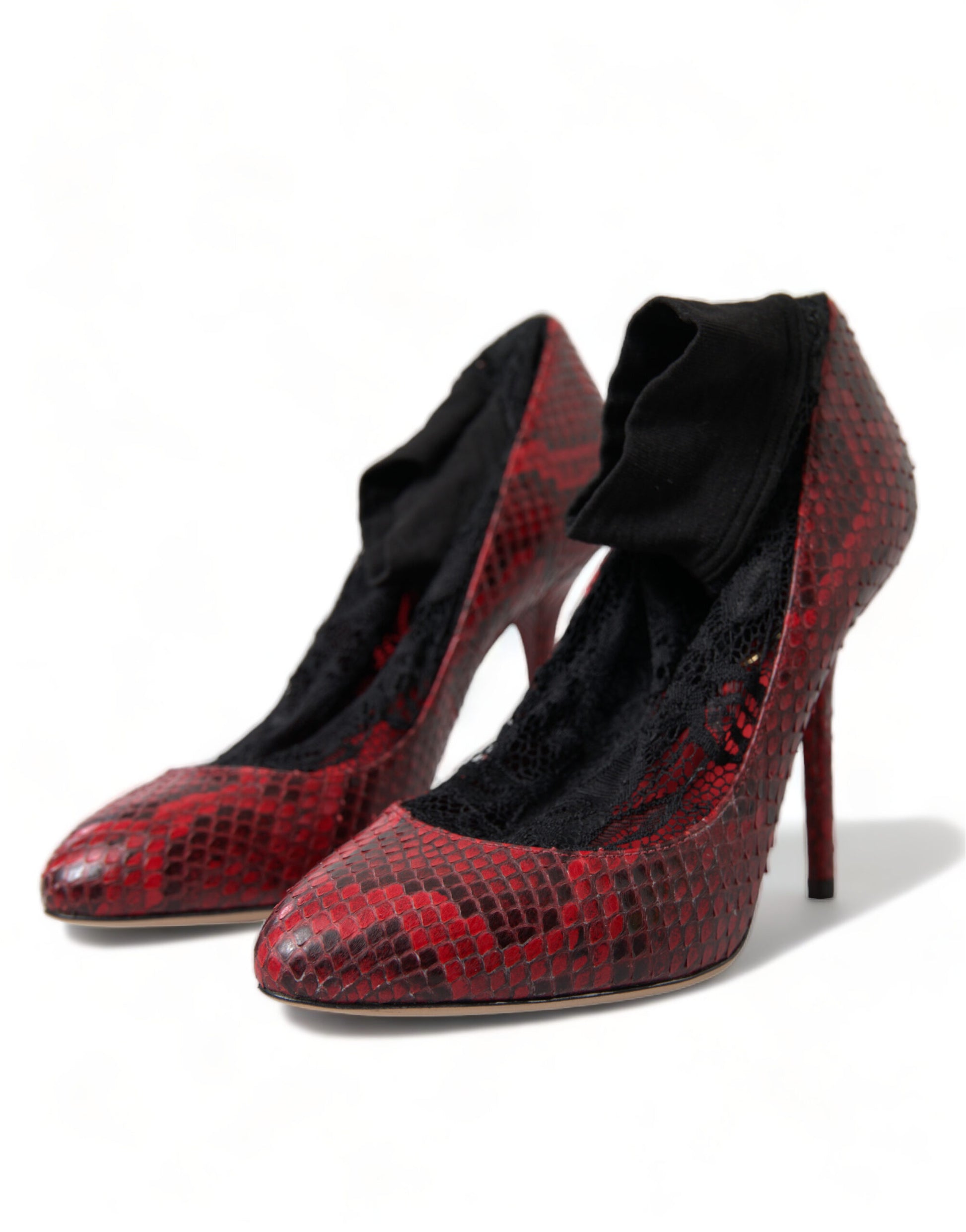 Escarpins chaussettes en cuir Ayers rouge Dolce &amp; Gabbana