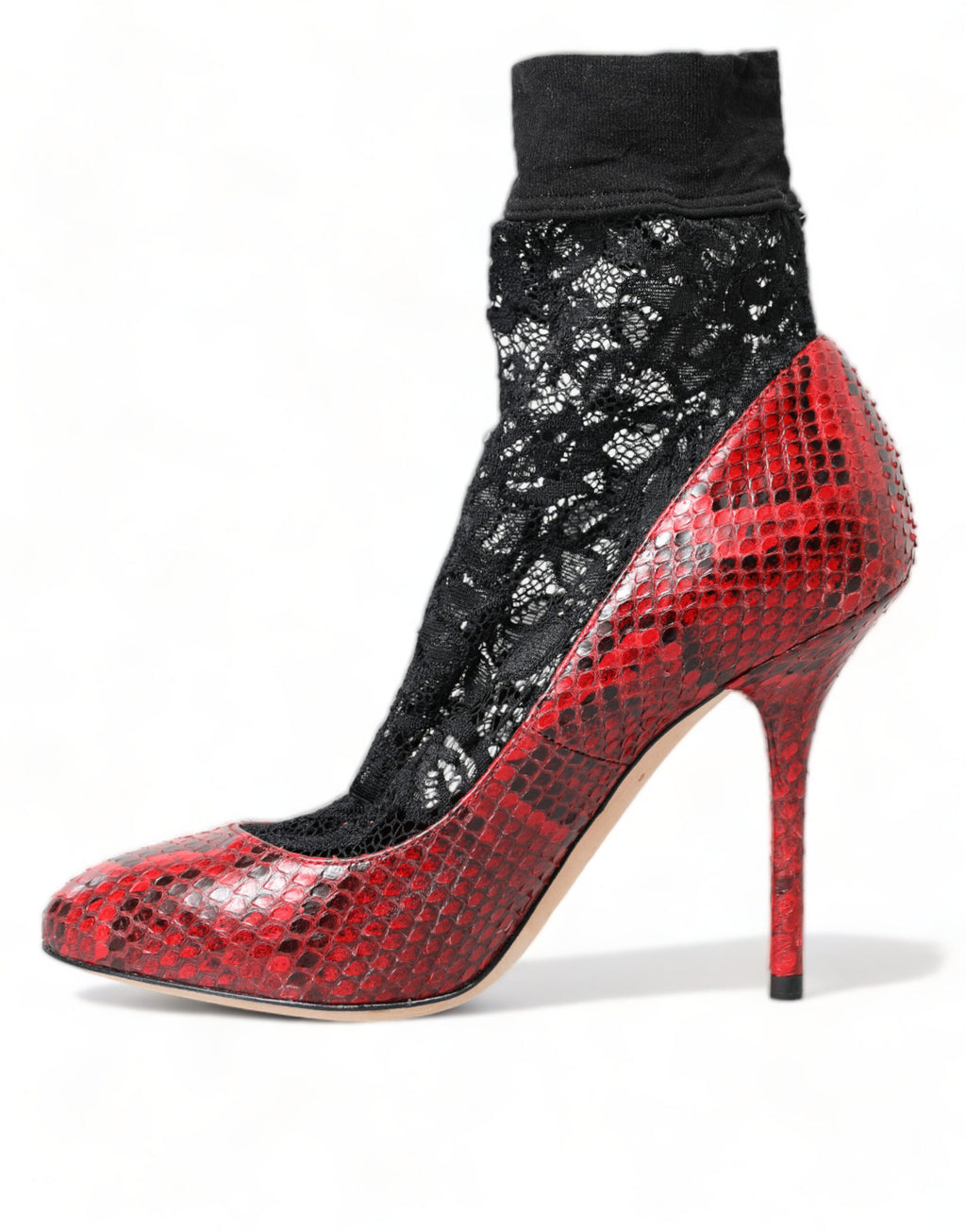 Escarpins chaussettes en cuir Ayers rouge Dolce &amp; Gabbana