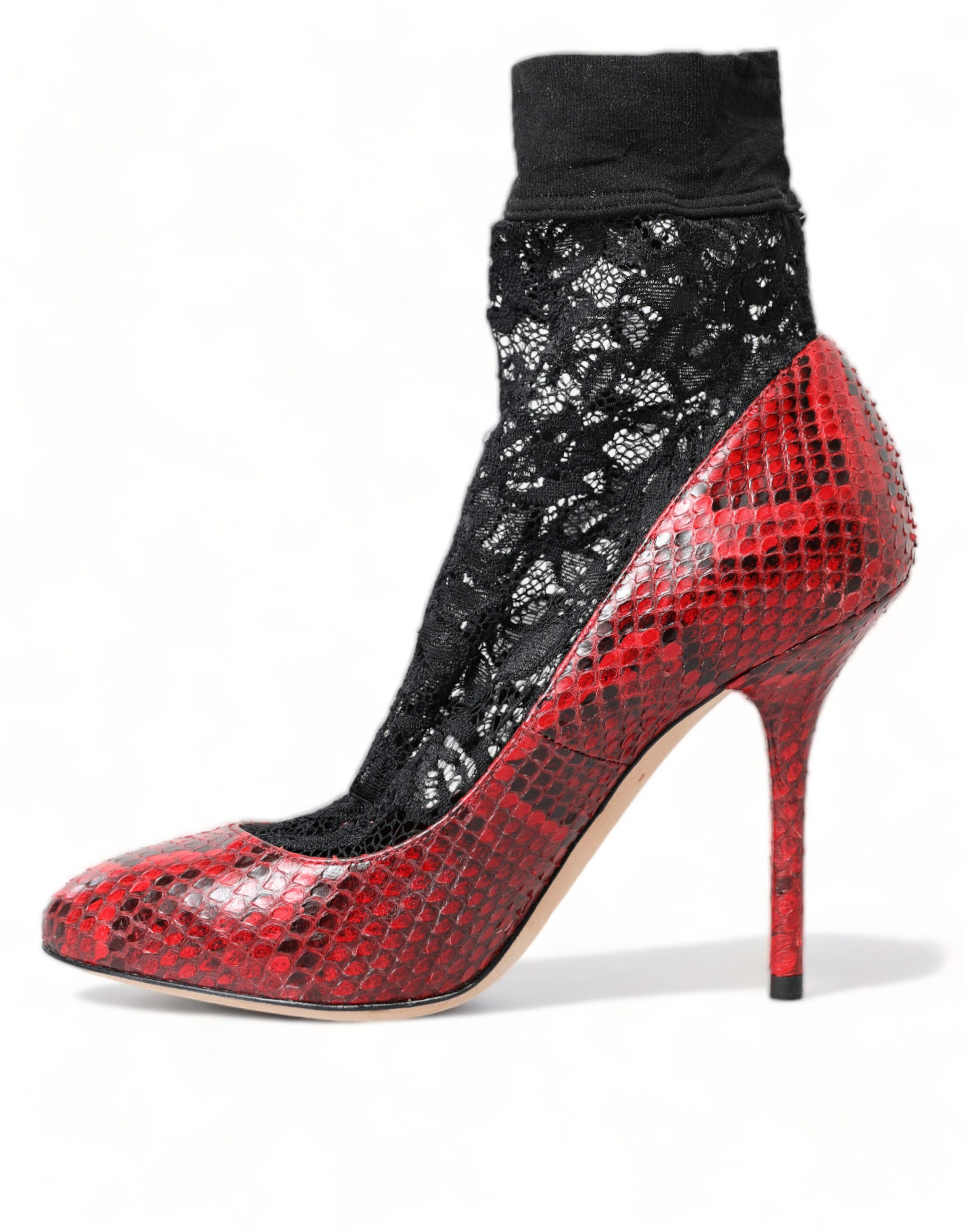 Escarpins chaussettes en cuir Ayers rouge Dolce &amp; Gabbana