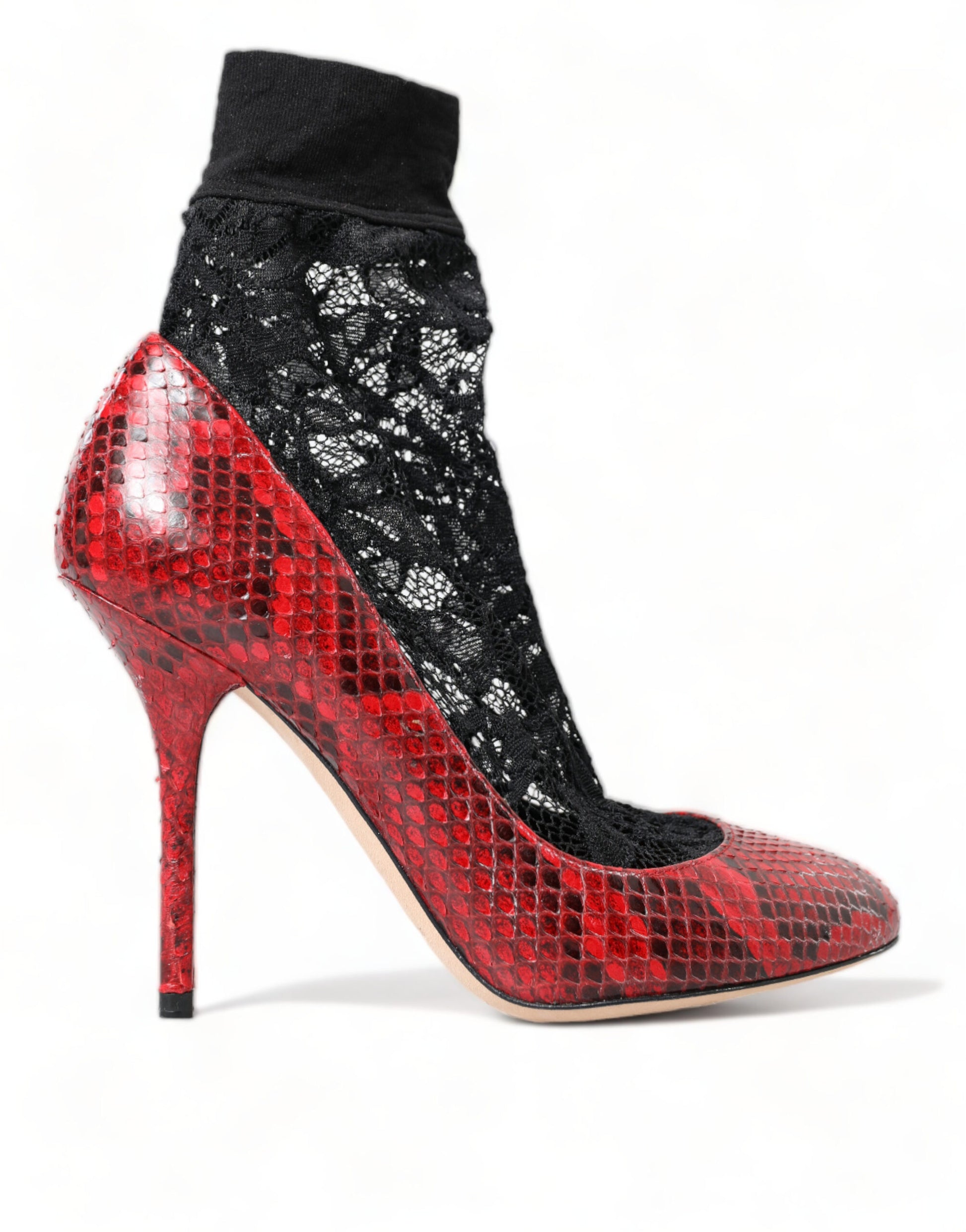 Escarpins chaussettes en cuir Ayers rouge Dolce &amp; Gabbana