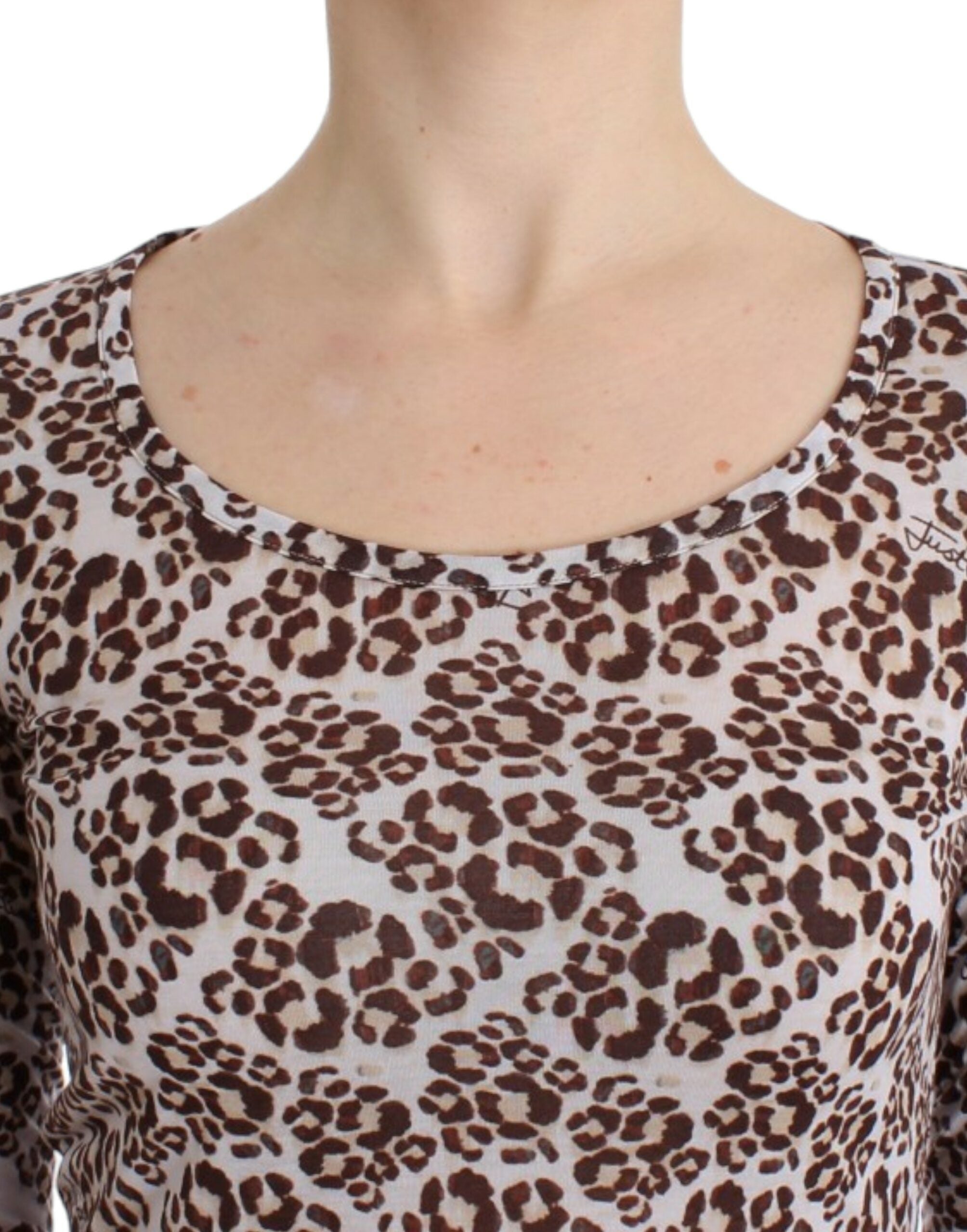 Haut en dentelle à manches longues marron Cavalli