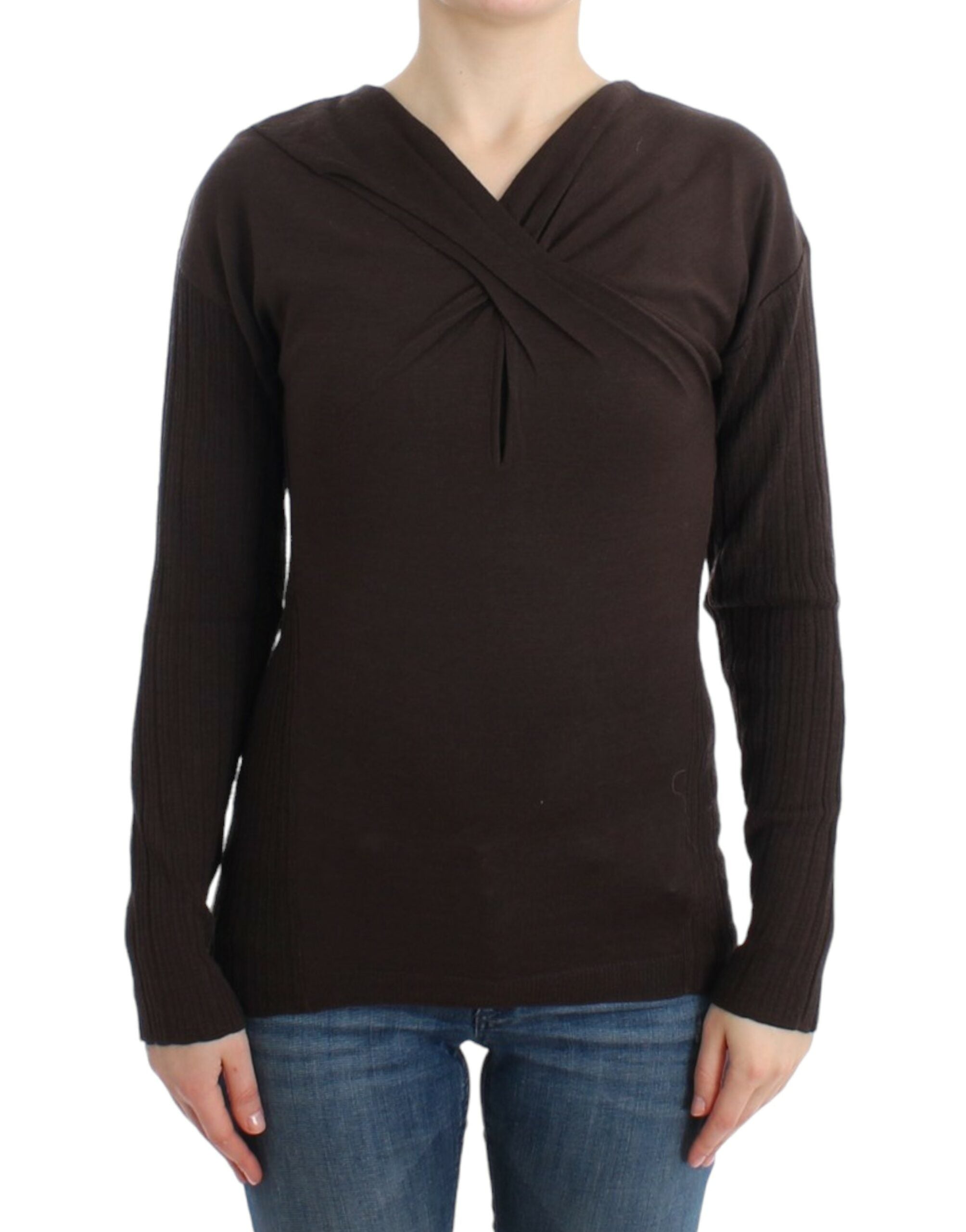 Pull en laine tricotée marron Cavalli