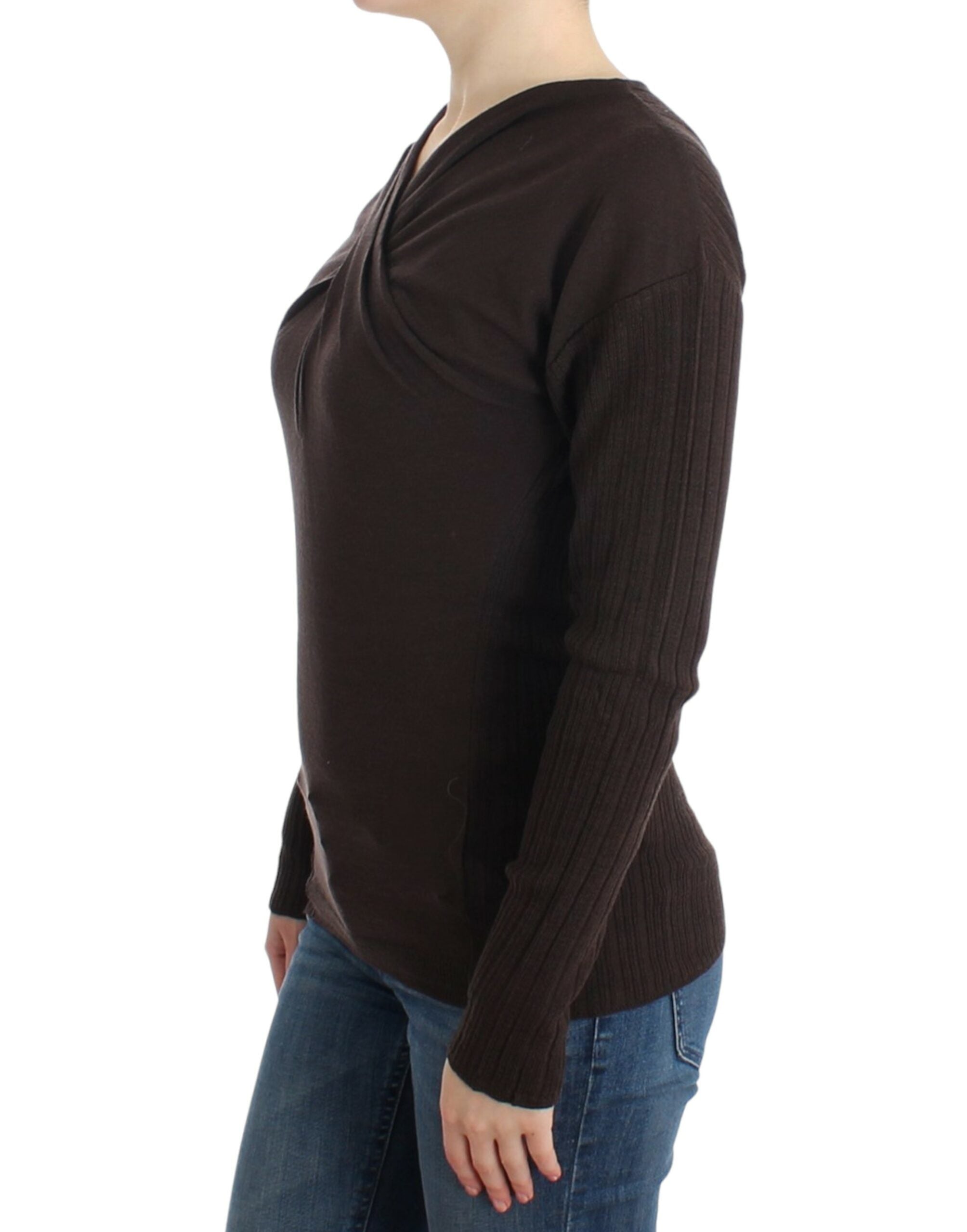 Pull en laine tricotée marron Cavalli