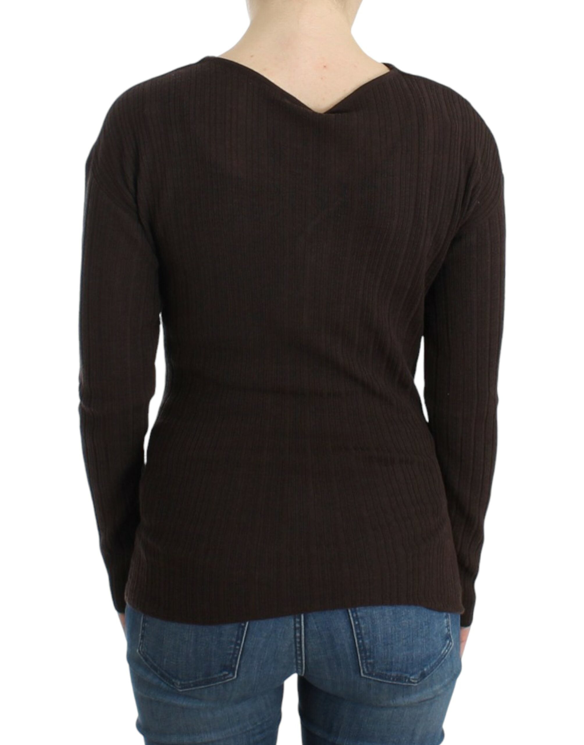 Pull en laine tricotée marron Cavalli