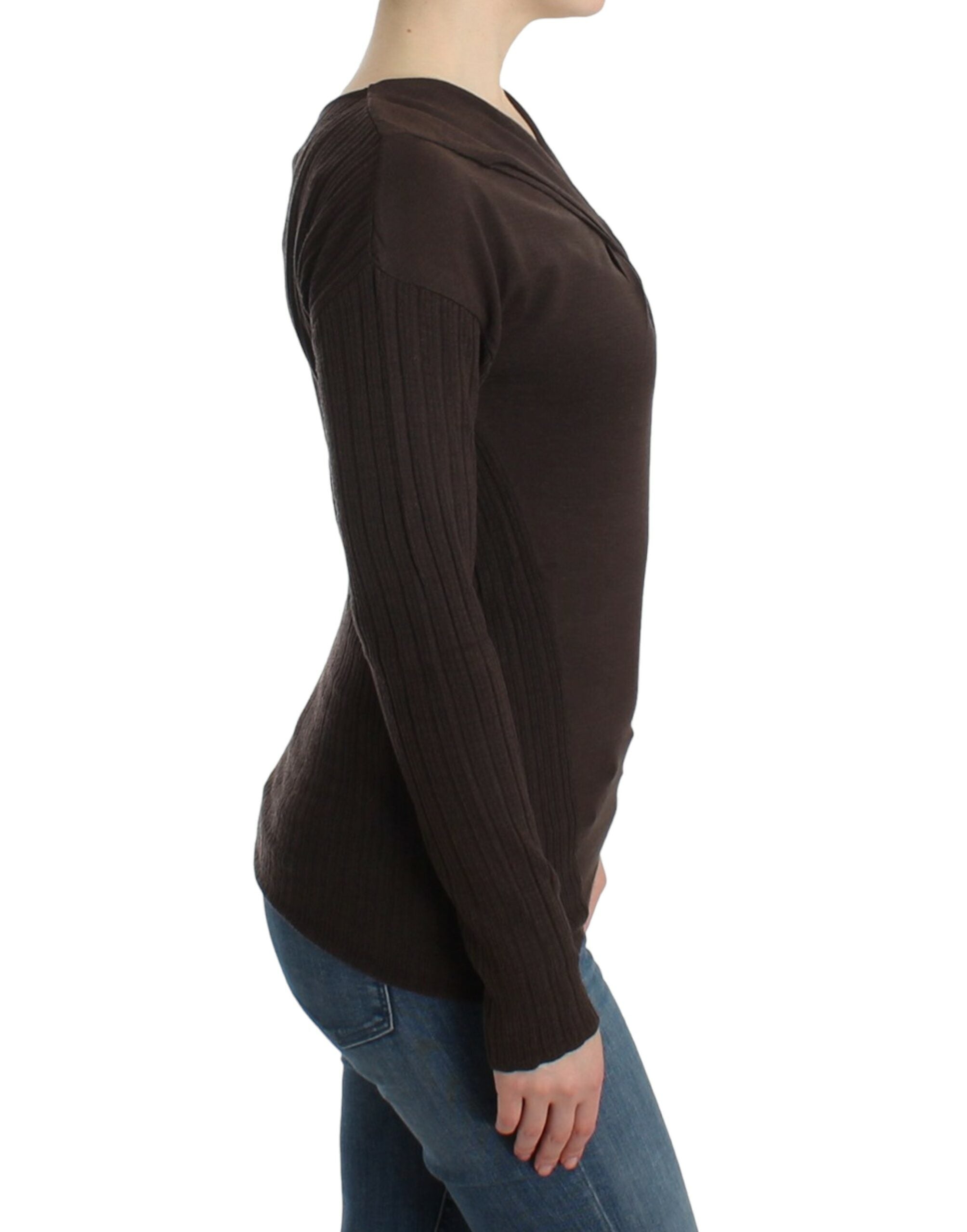 Pull en laine tricotée marron Cavalli