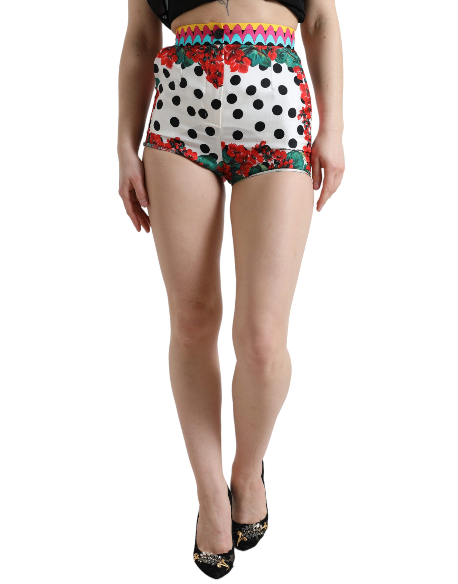 Short chaud à pois et fleurs multicolores Dolce &amp; Gabbana