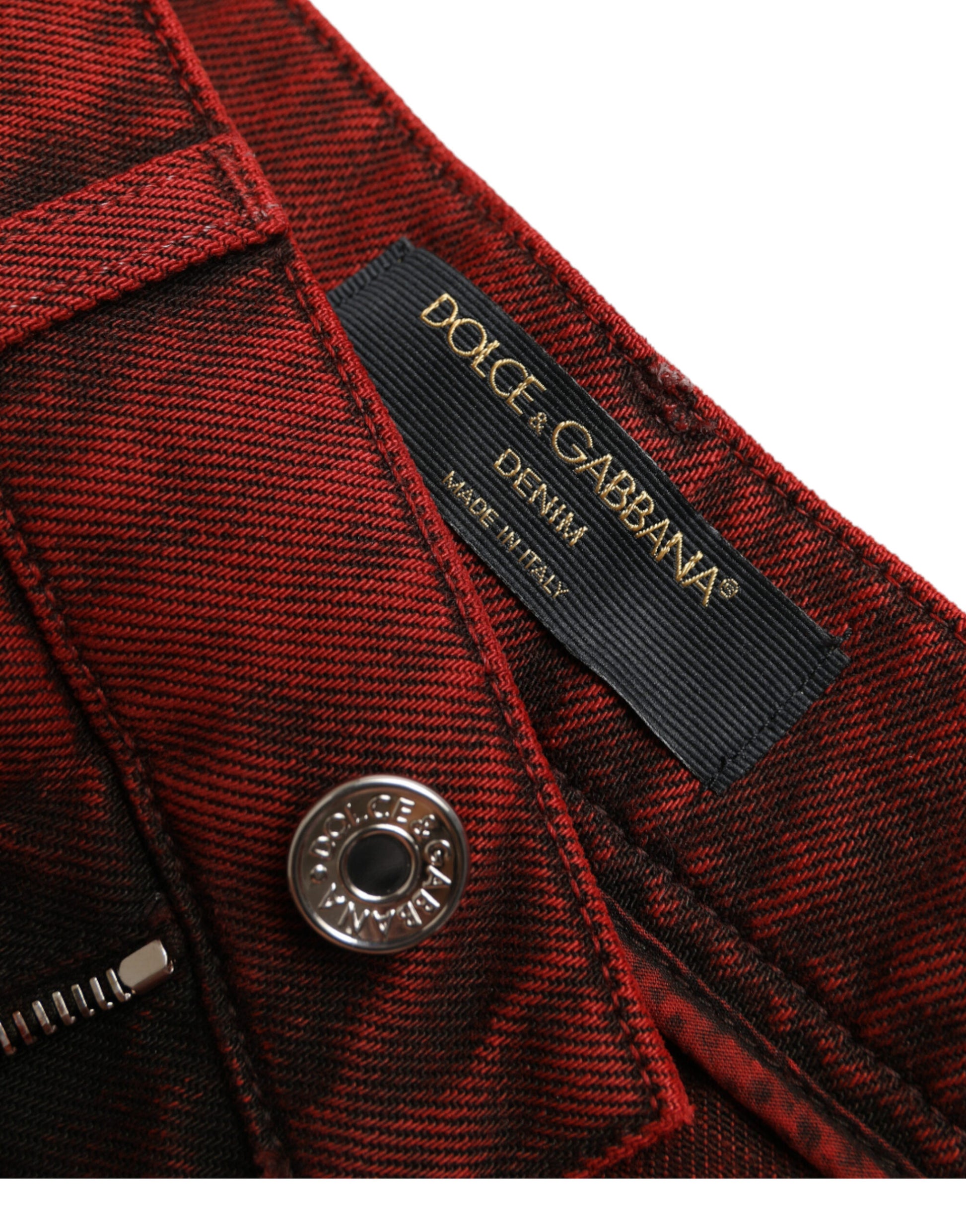 Short en jean taille haute extensible rouge Dolce &amp; Gabbana