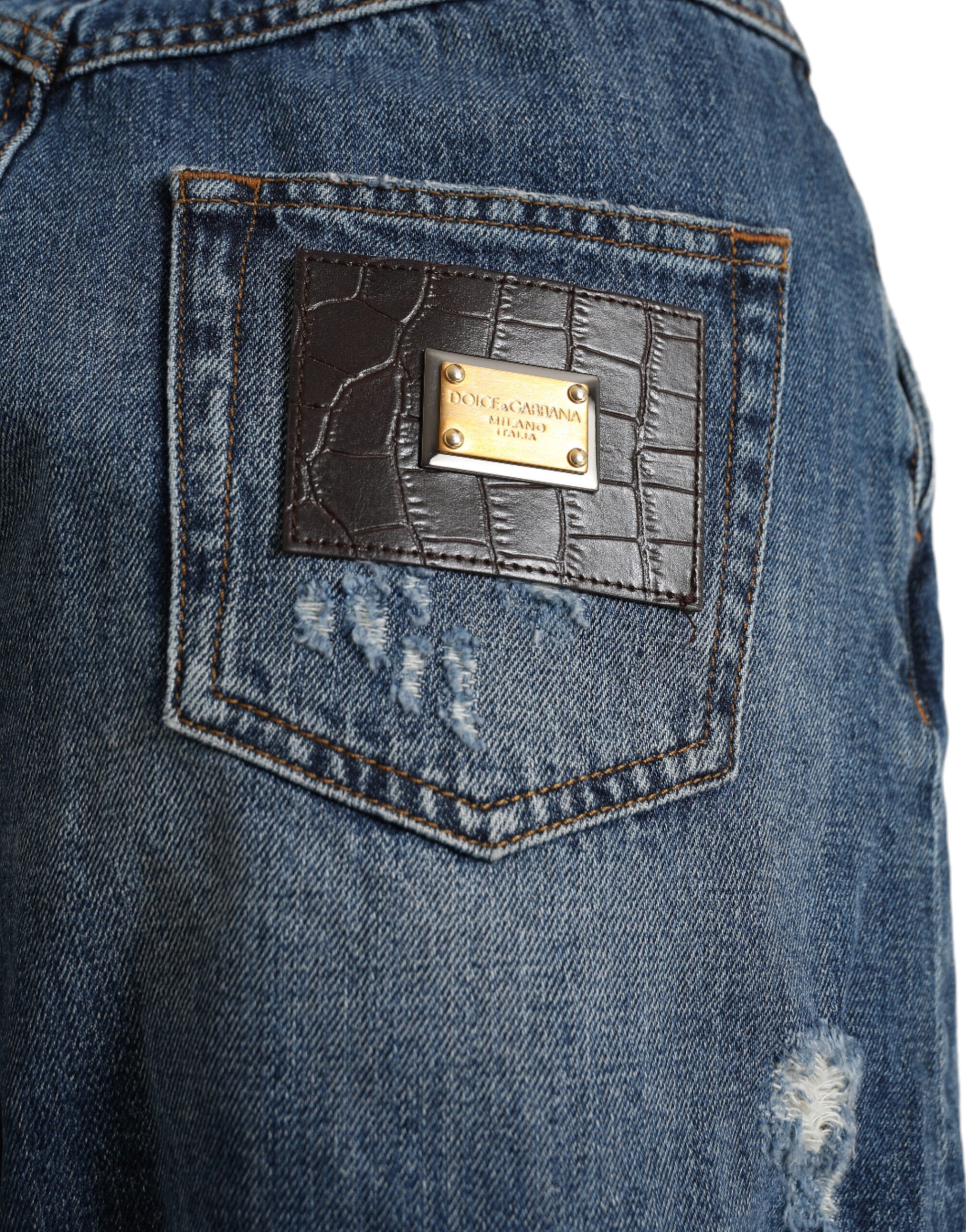 Short en jean taille haute en coton bleu Dolce &amp; Gabbana