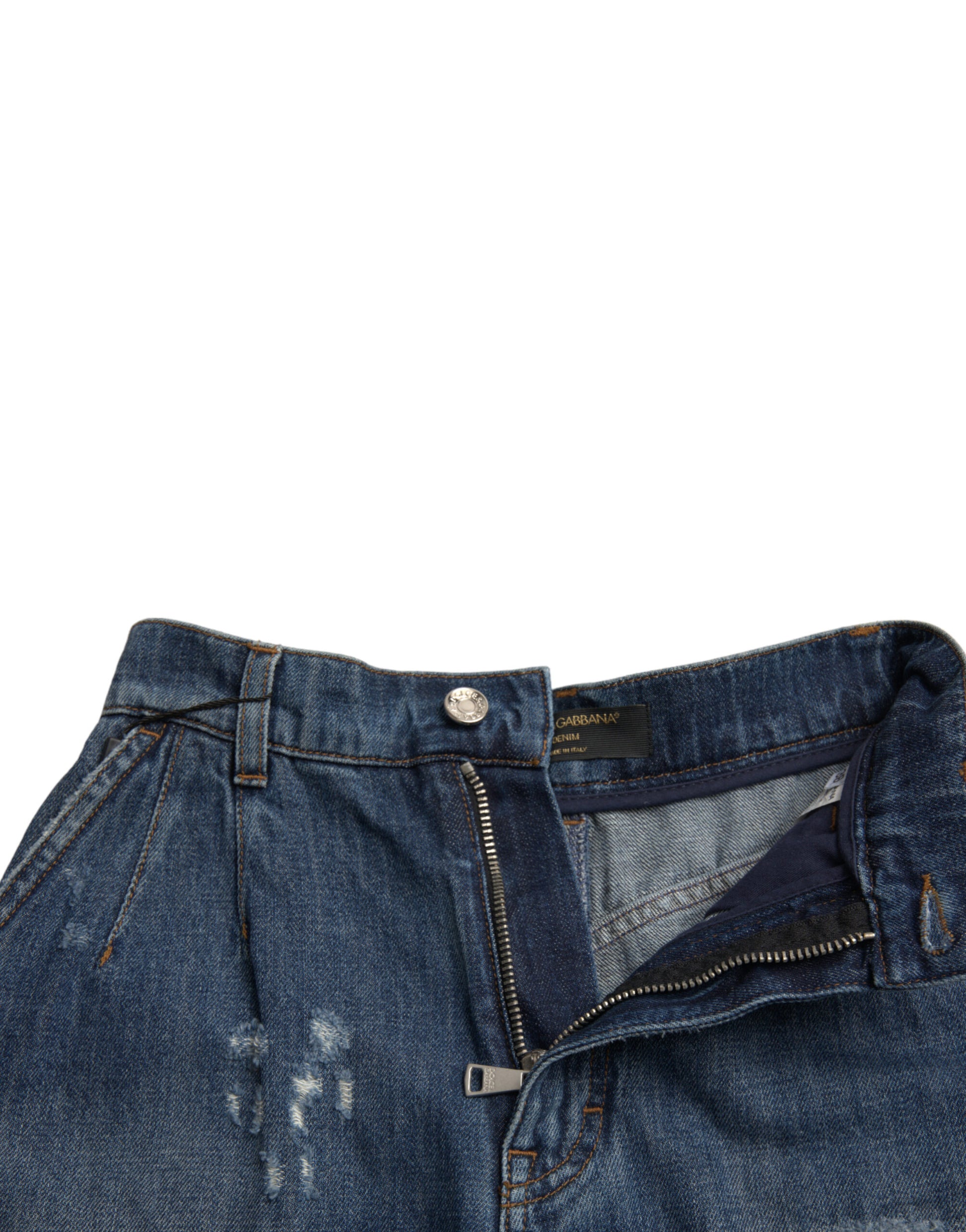 Short en jean taille haute en coton bleu Dolce &amp; Gabbana