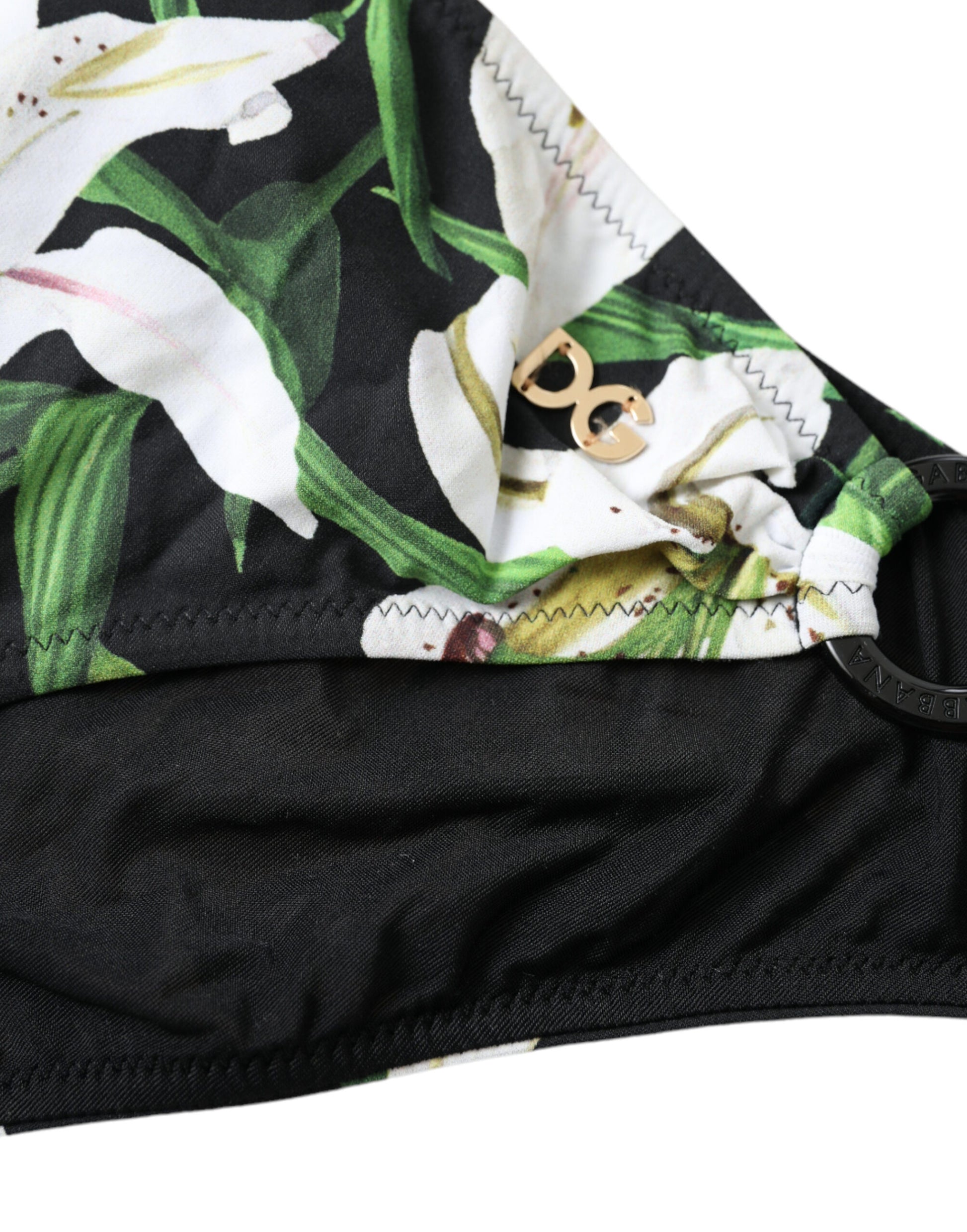 Bas de maillot de bain Dolce &amp; Gabbana imprimé lys noir
