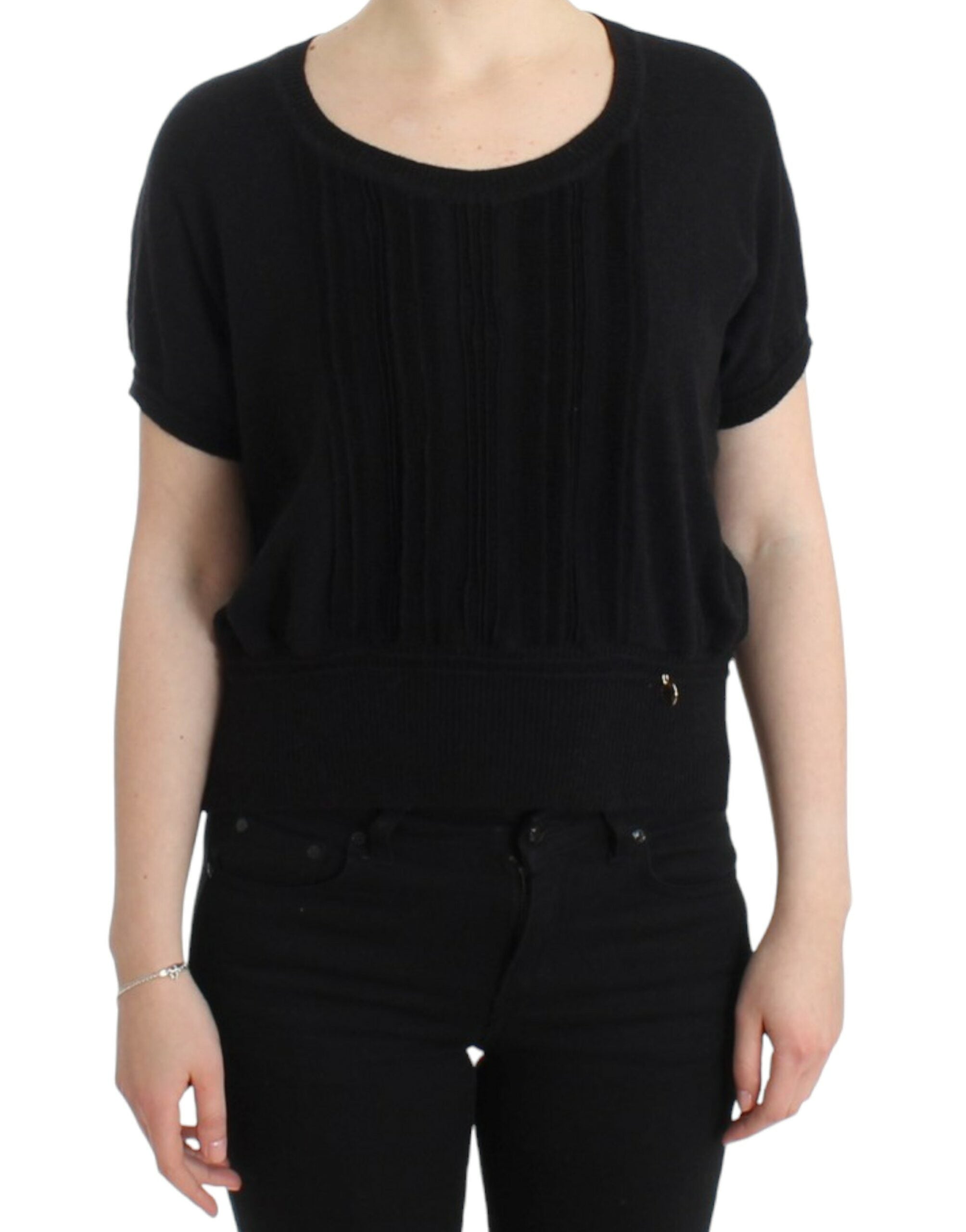 Pull noir à manches courtes Cavalli