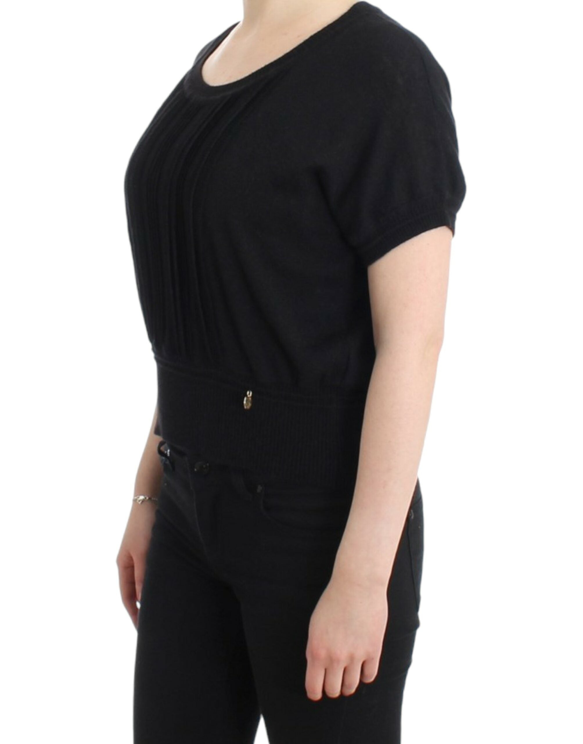 Pull noir à manches courtes Cavalli