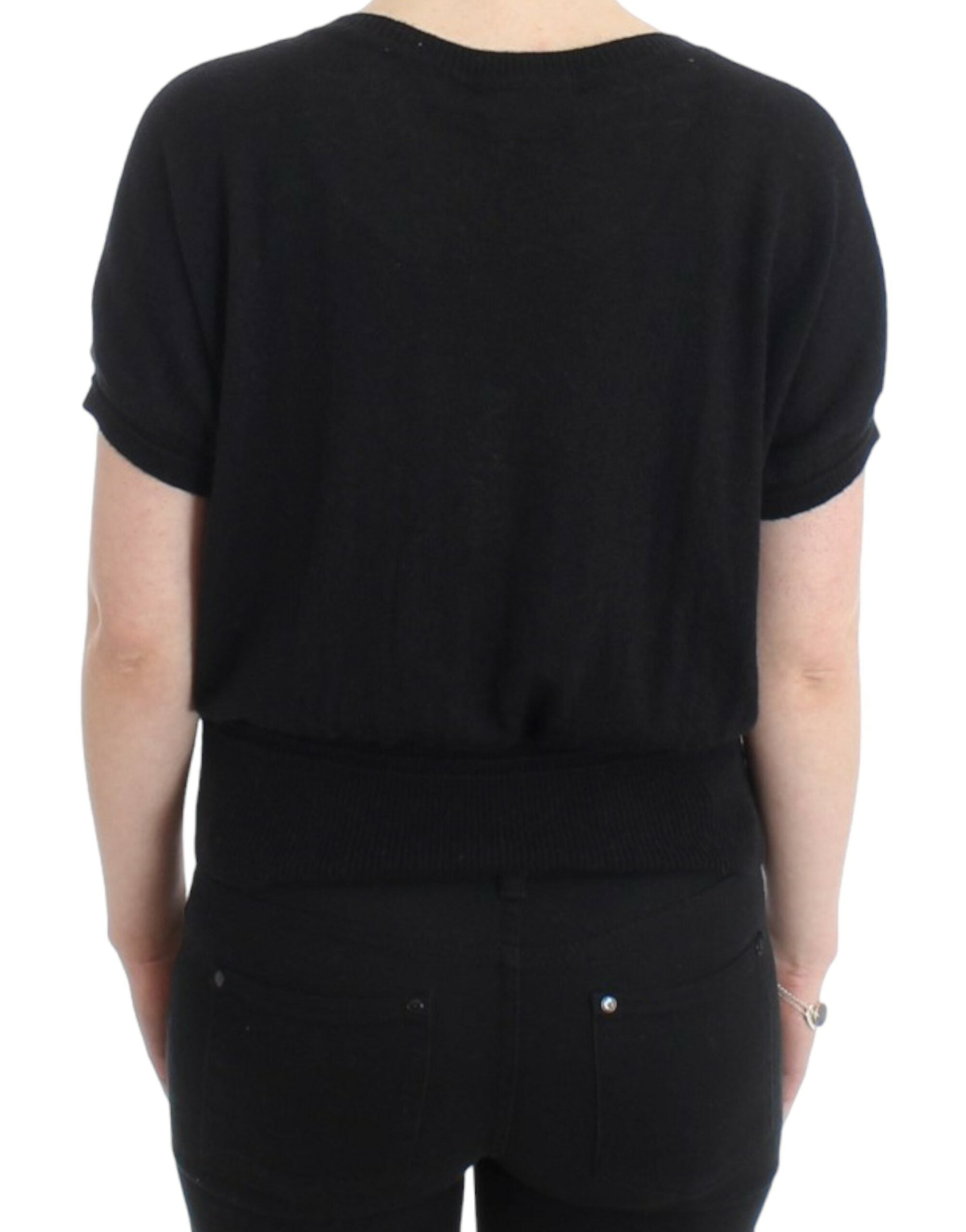 Pull noir à manches courtes Cavalli