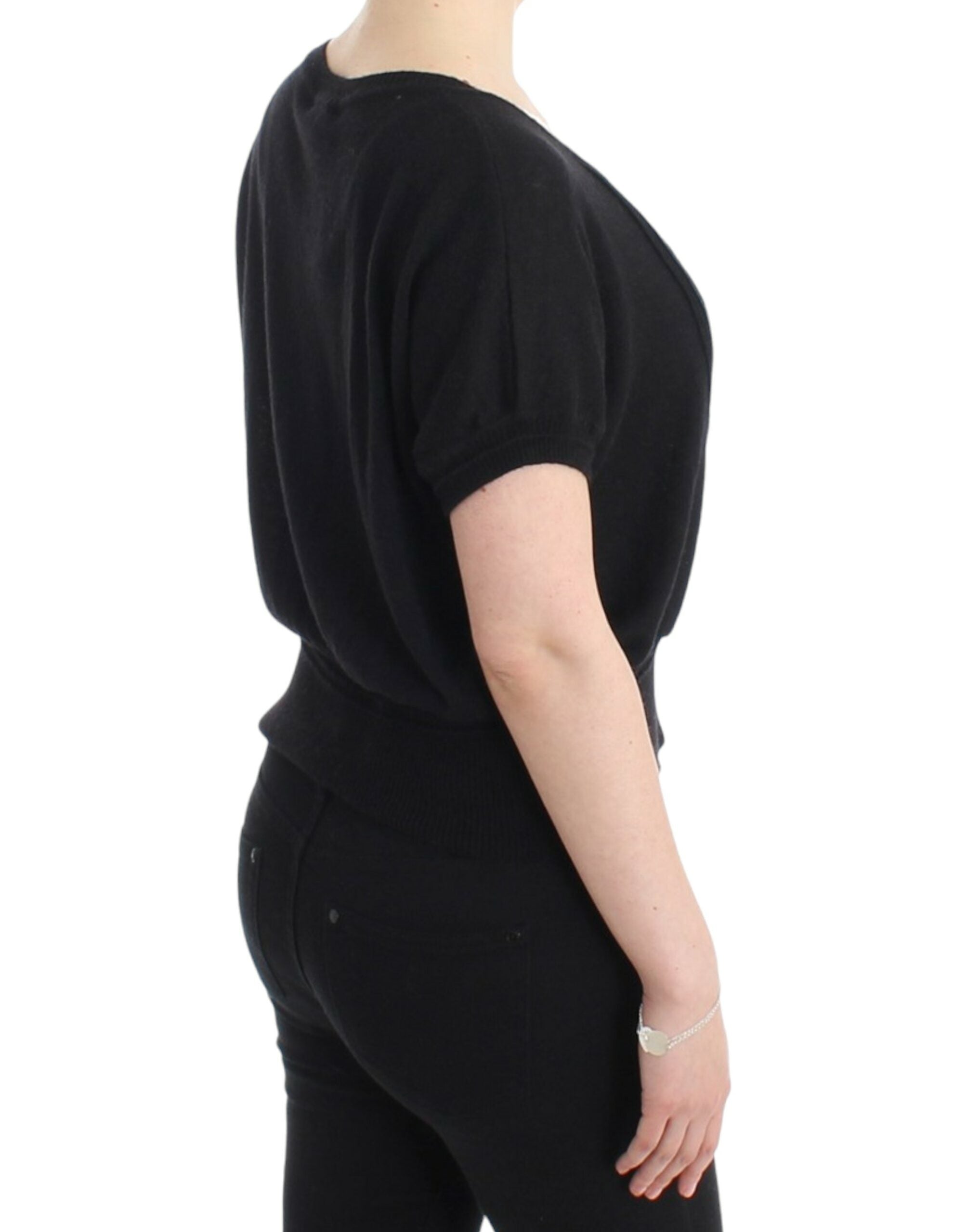 Pull noir à manches courtes Cavalli
