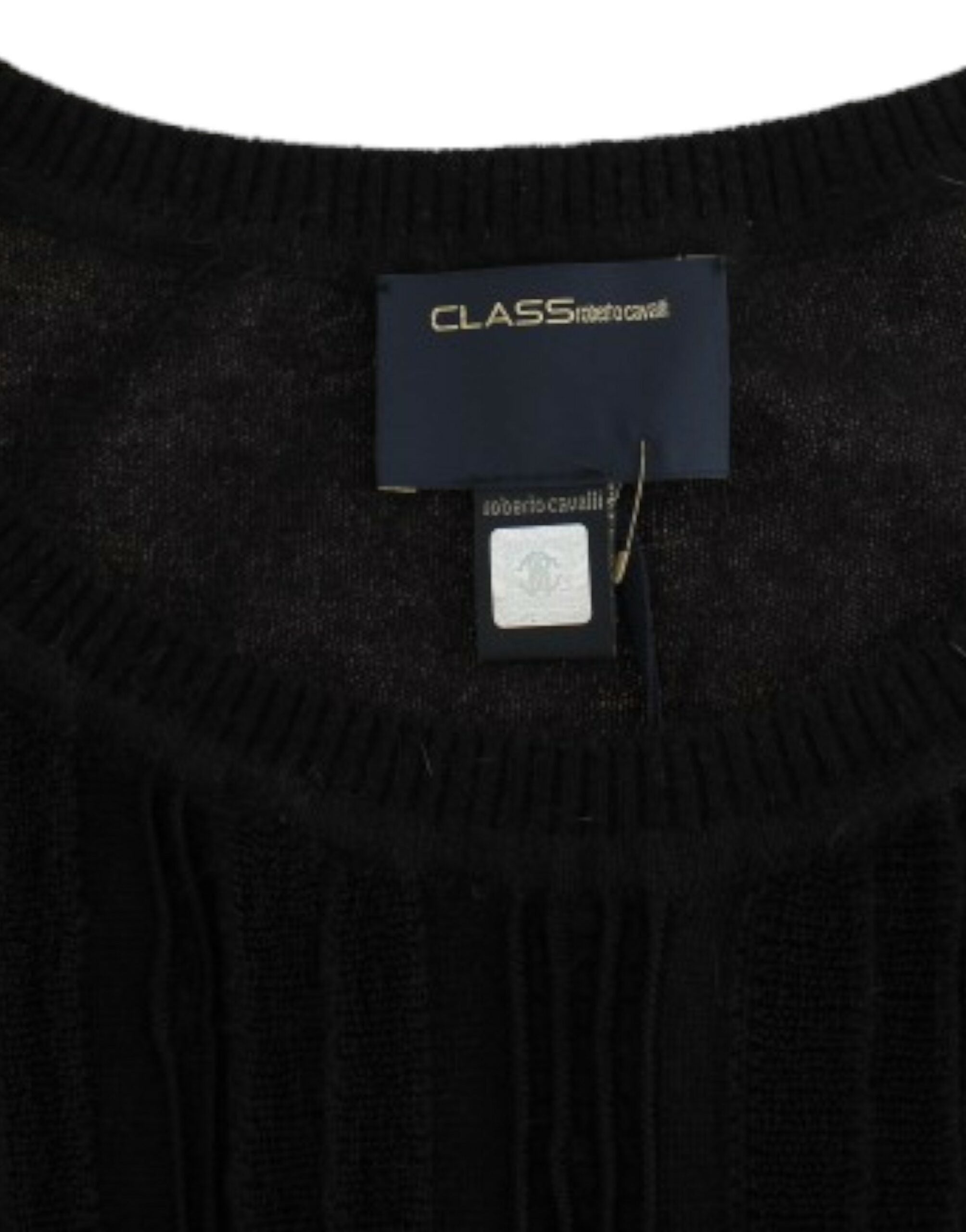 Pull noir à manches courtes Cavalli