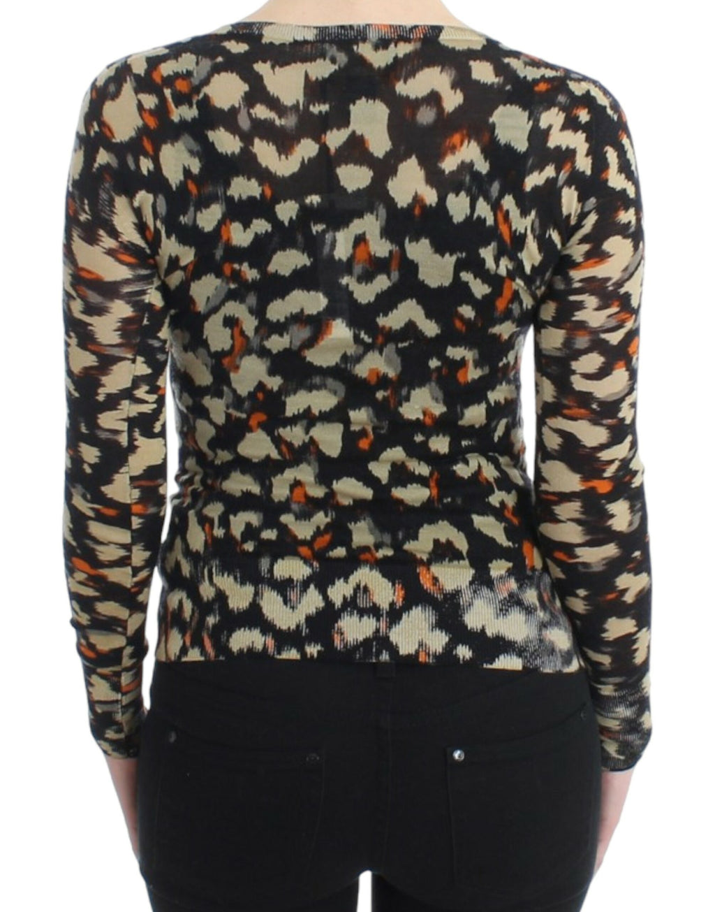 Pull en laine multicolore à col en V Cavalli