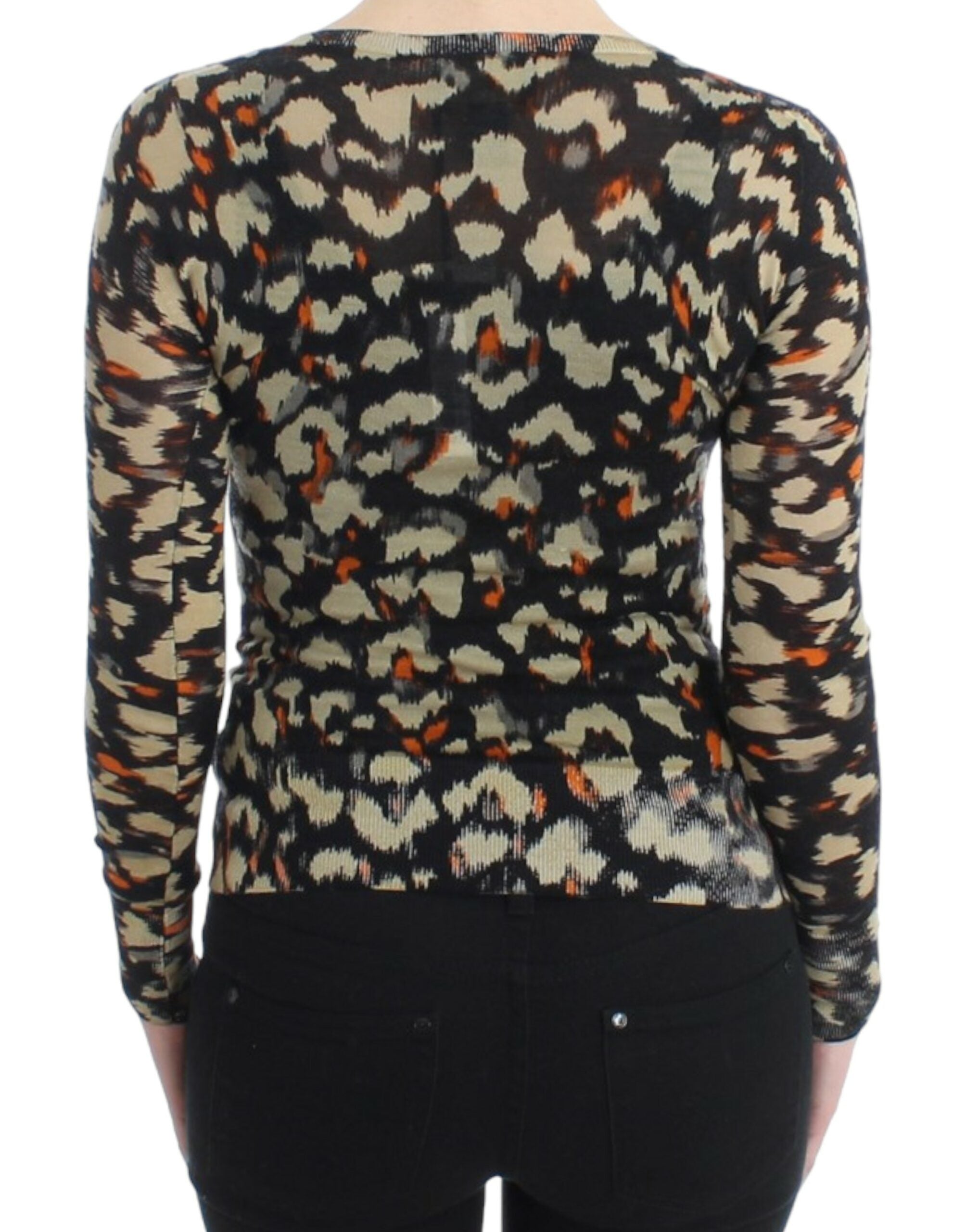 Pull en laine multicolore à col en V Cavalli