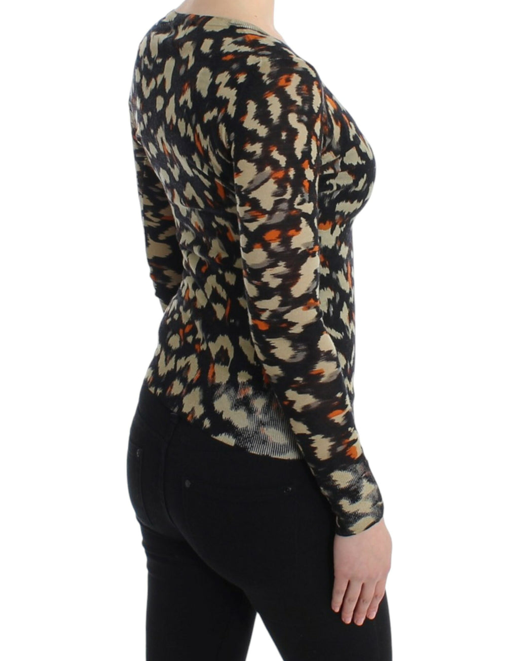 Pull en laine multicolore à col en V Cavalli