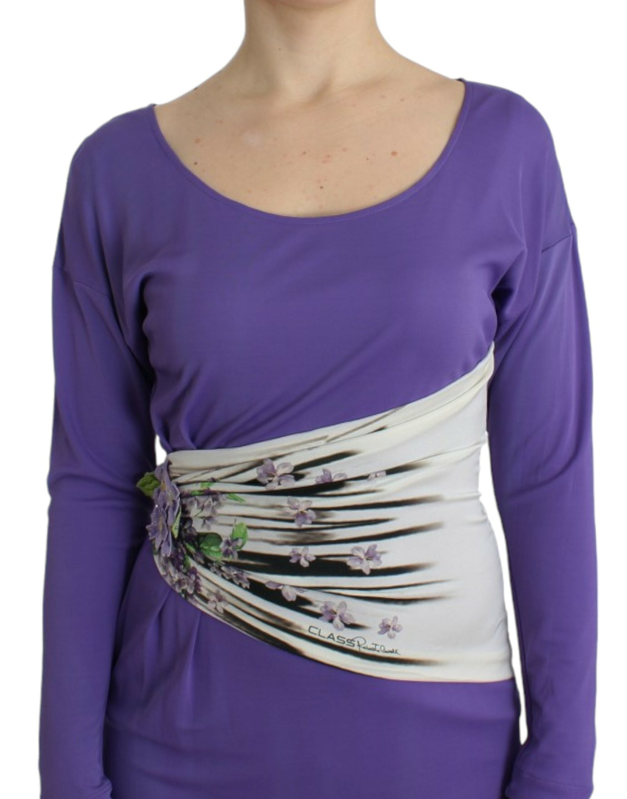 Robe à manches longues violette Cavalli