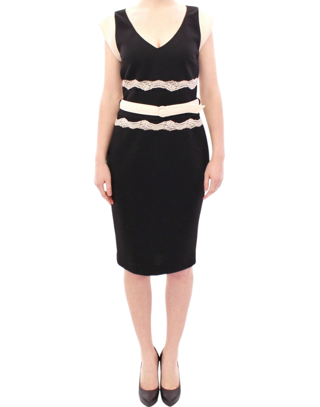 Robe fourreau en dentelle noire Cavalli