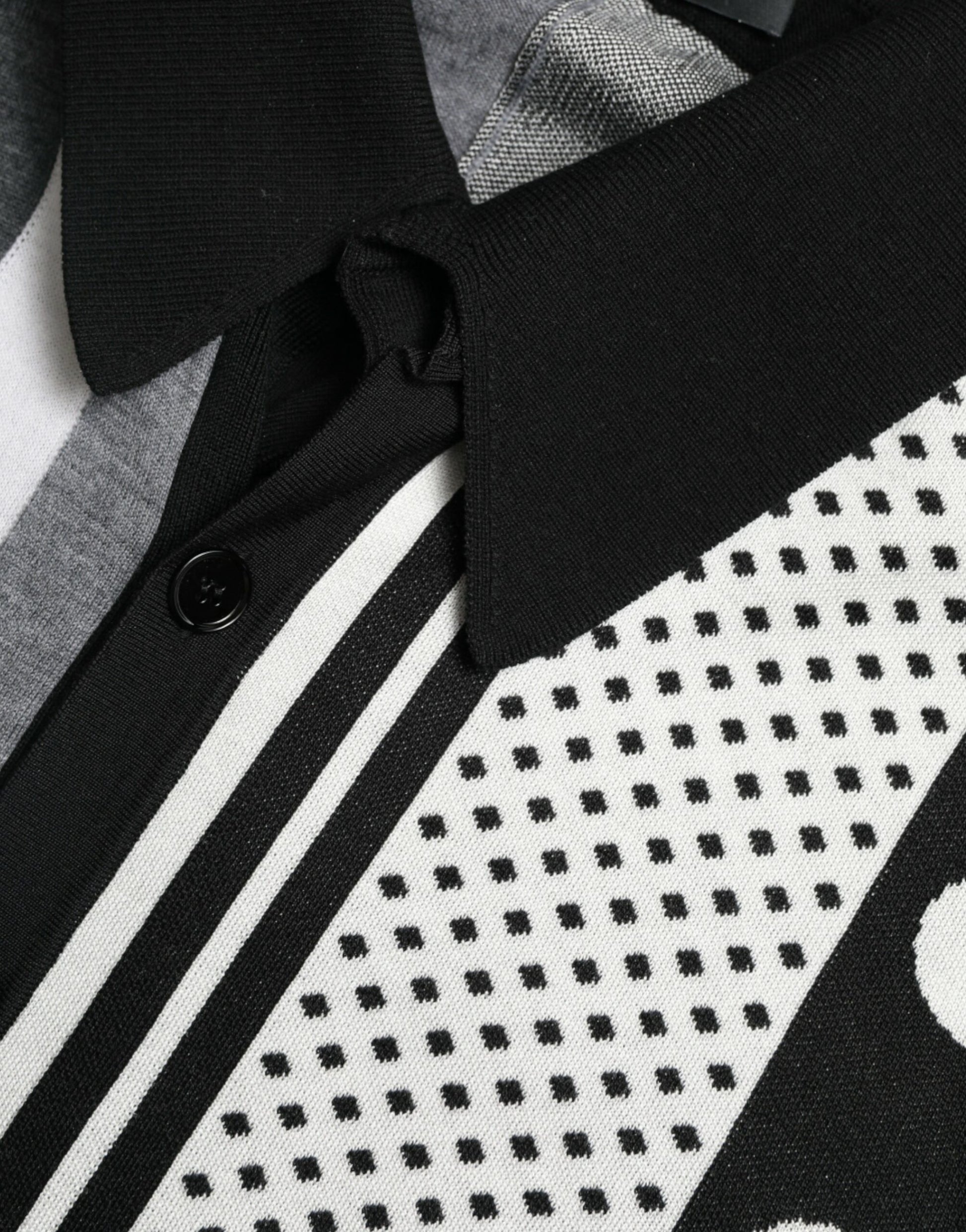 Pull cardigan polo noir et blanc Dolce &amp; Gabbana