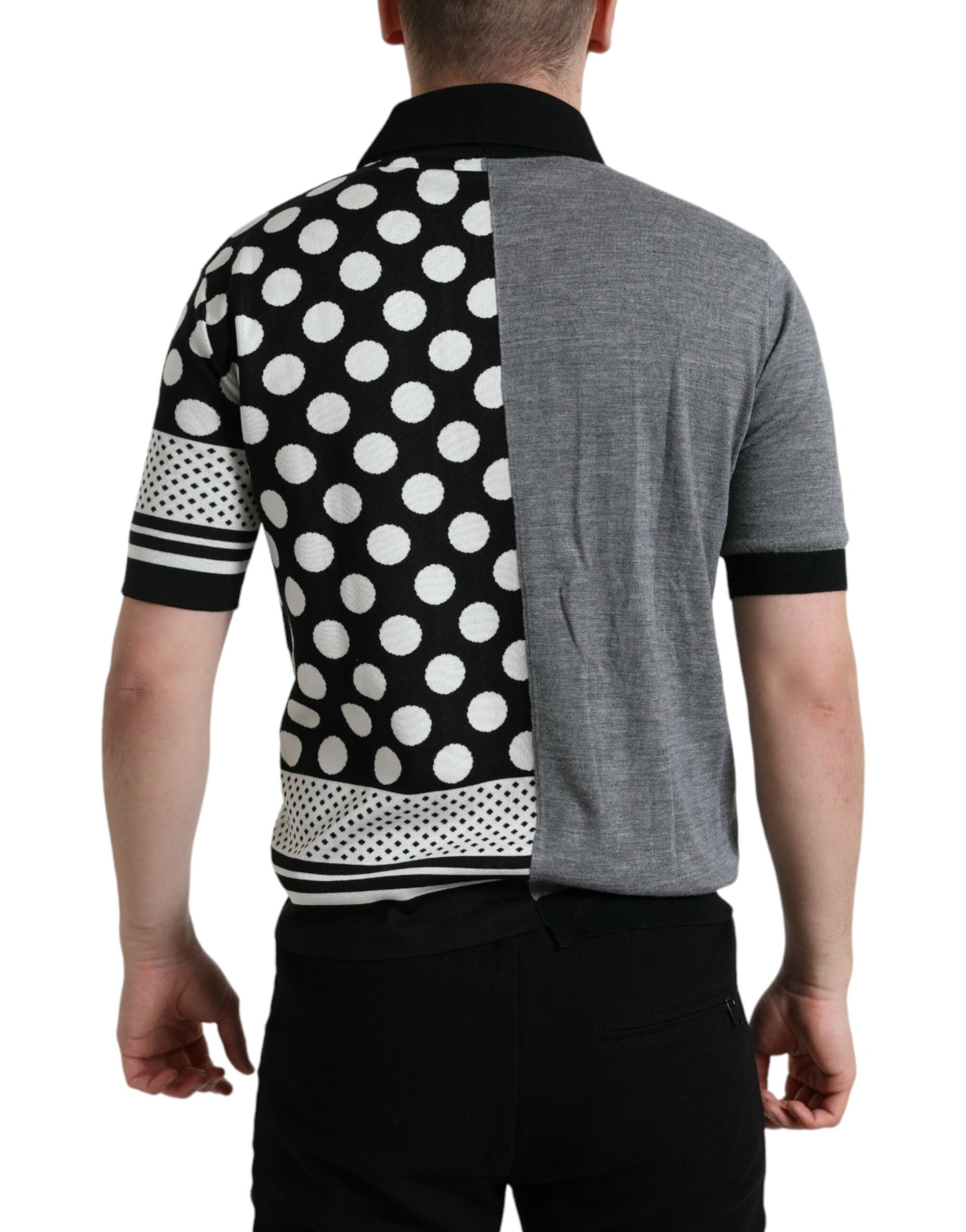 Pull cardigan polo noir et blanc Dolce &amp; Gabbana