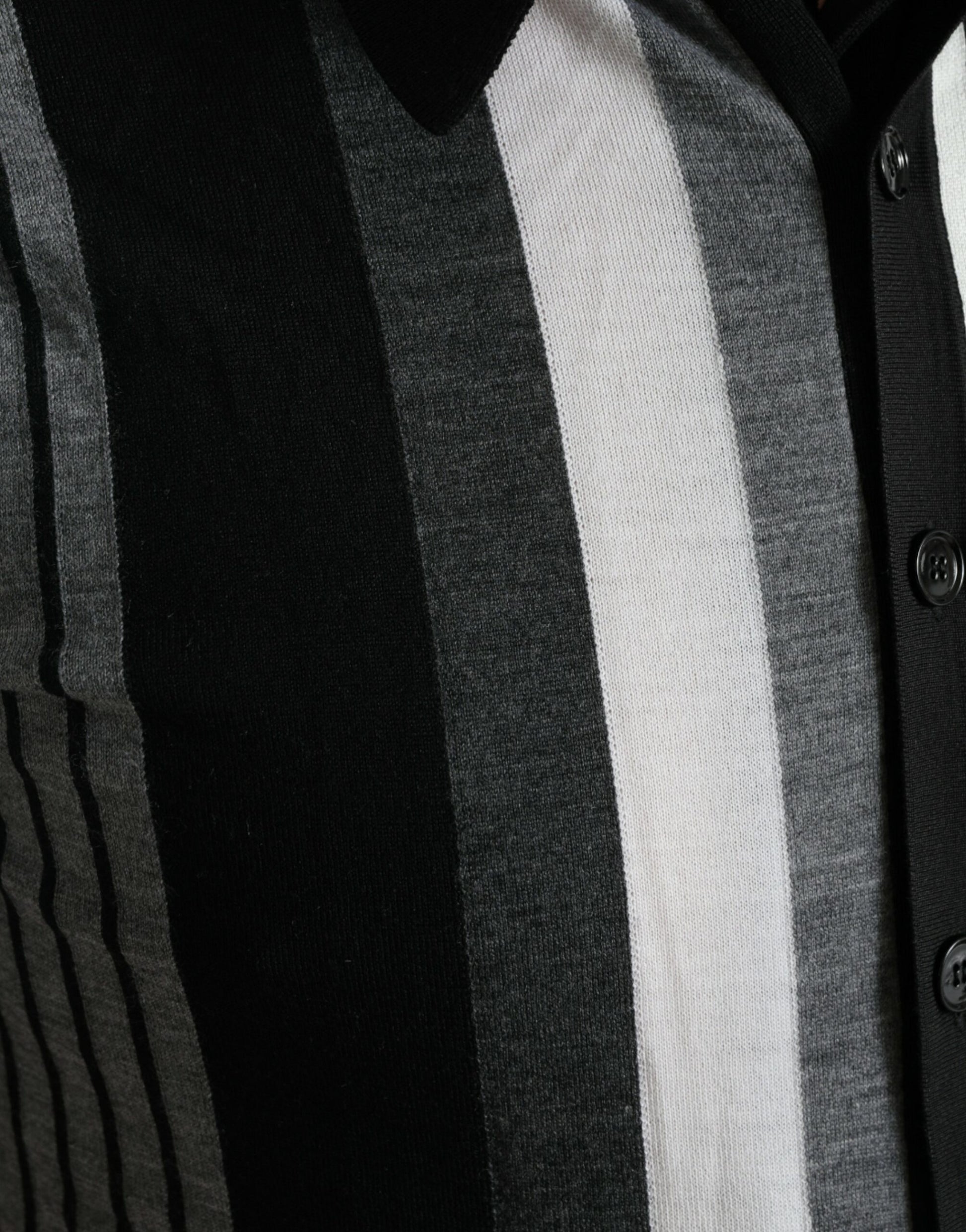 Pull cardigan polo noir et blanc Dolce &amp; Gabbana