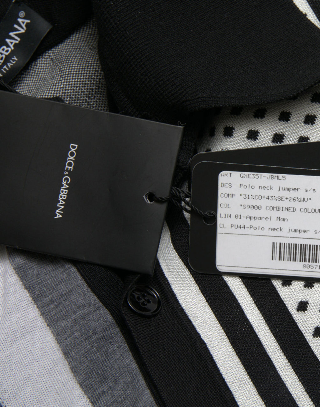 Pull cardigan polo noir et blanc Dolce &amp; Gabbana