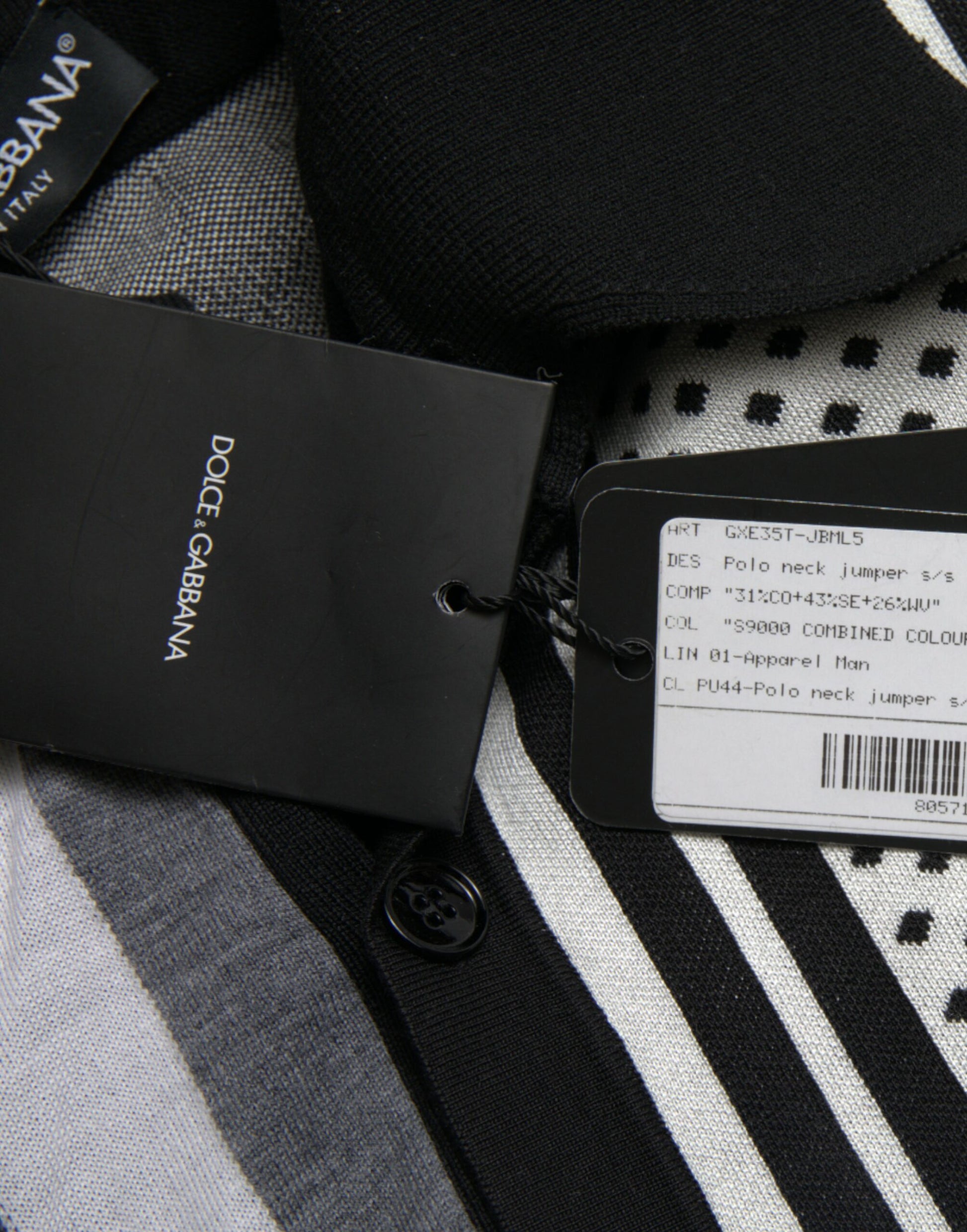 Pull cardigan polo noir et blanc Dolce &amp; Gabbana