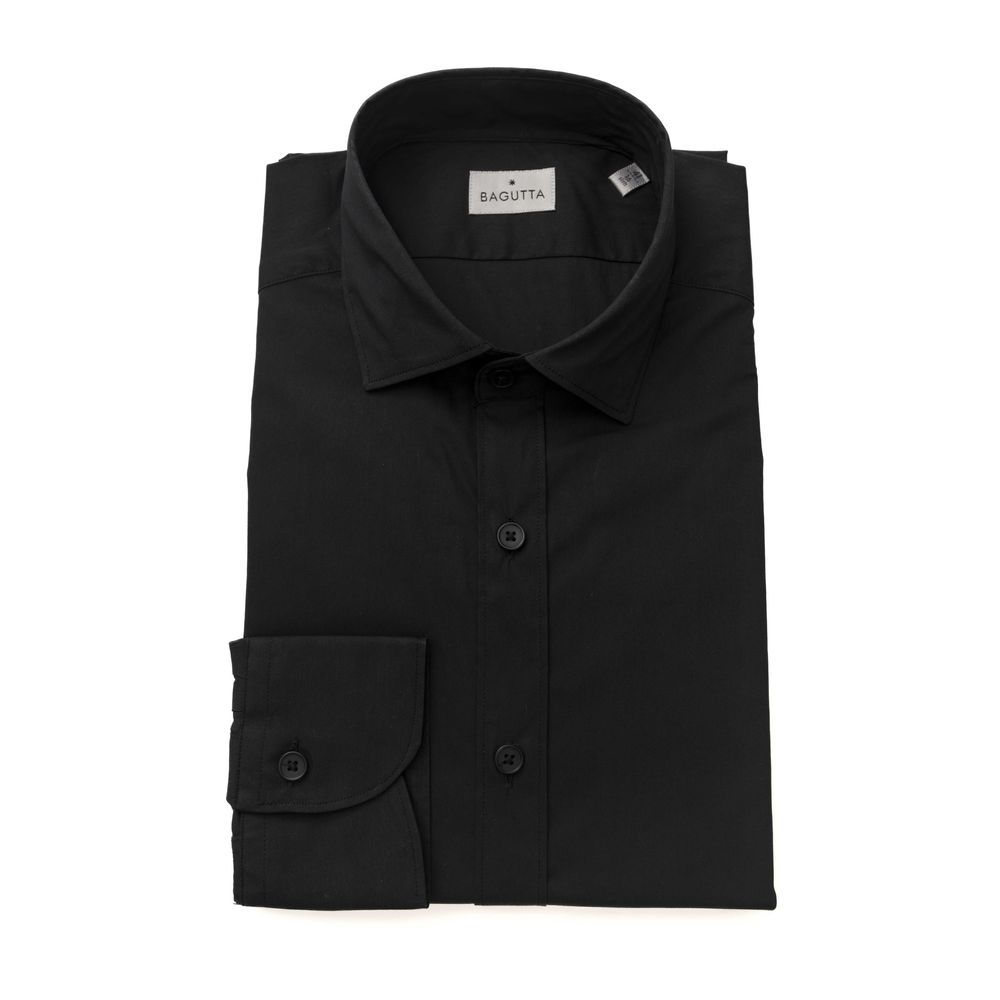 Chemise homme en coton noir Bagutta