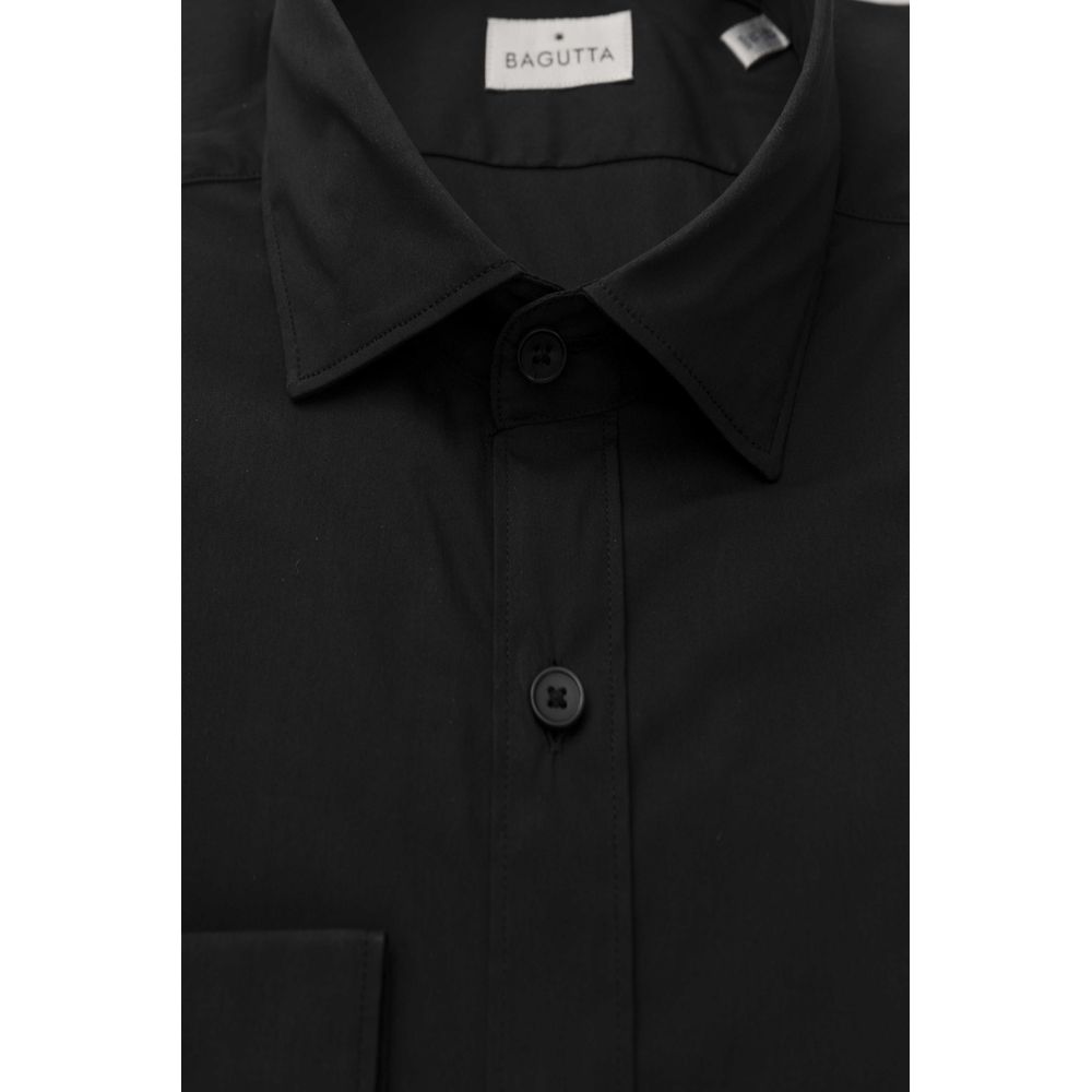 Chemise homme en coton noir Bagutta