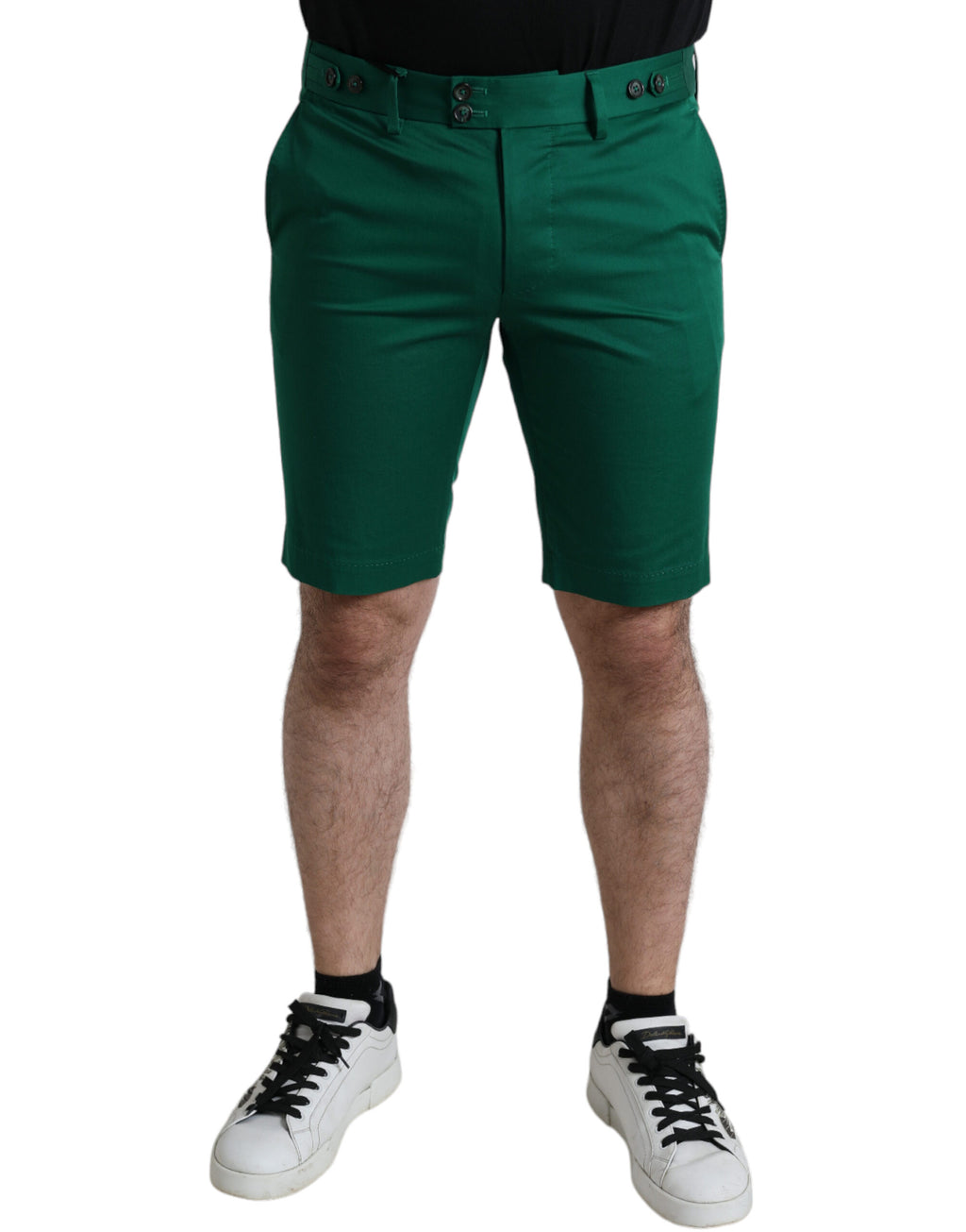 Bermuda homme en coton stretch vert foncé Dolce &amp; Gabbana