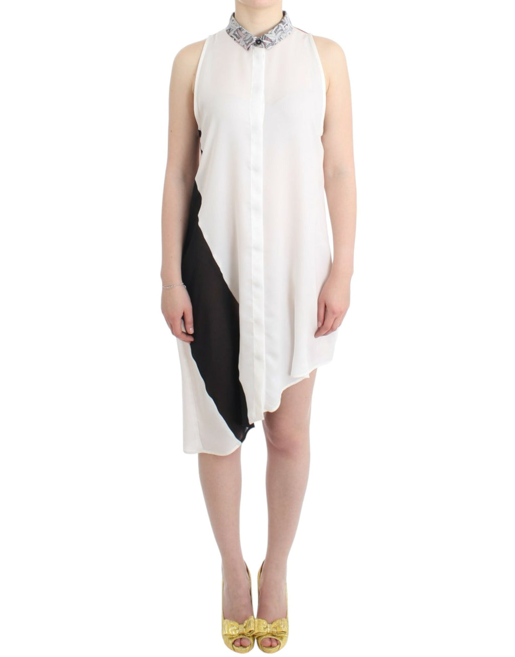 Costume National Chemise blanche Robe à ourlet asymétrique