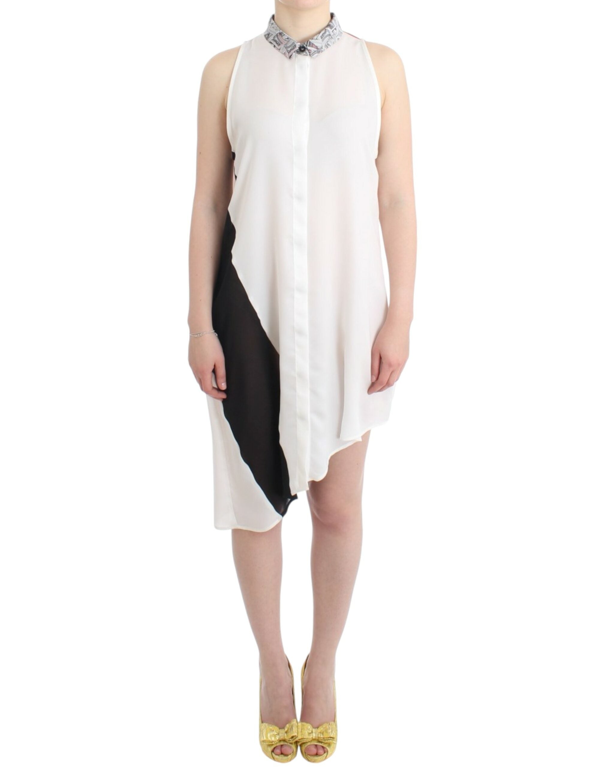 Costume National Chemise blanche Robe à ourlet asymétrique