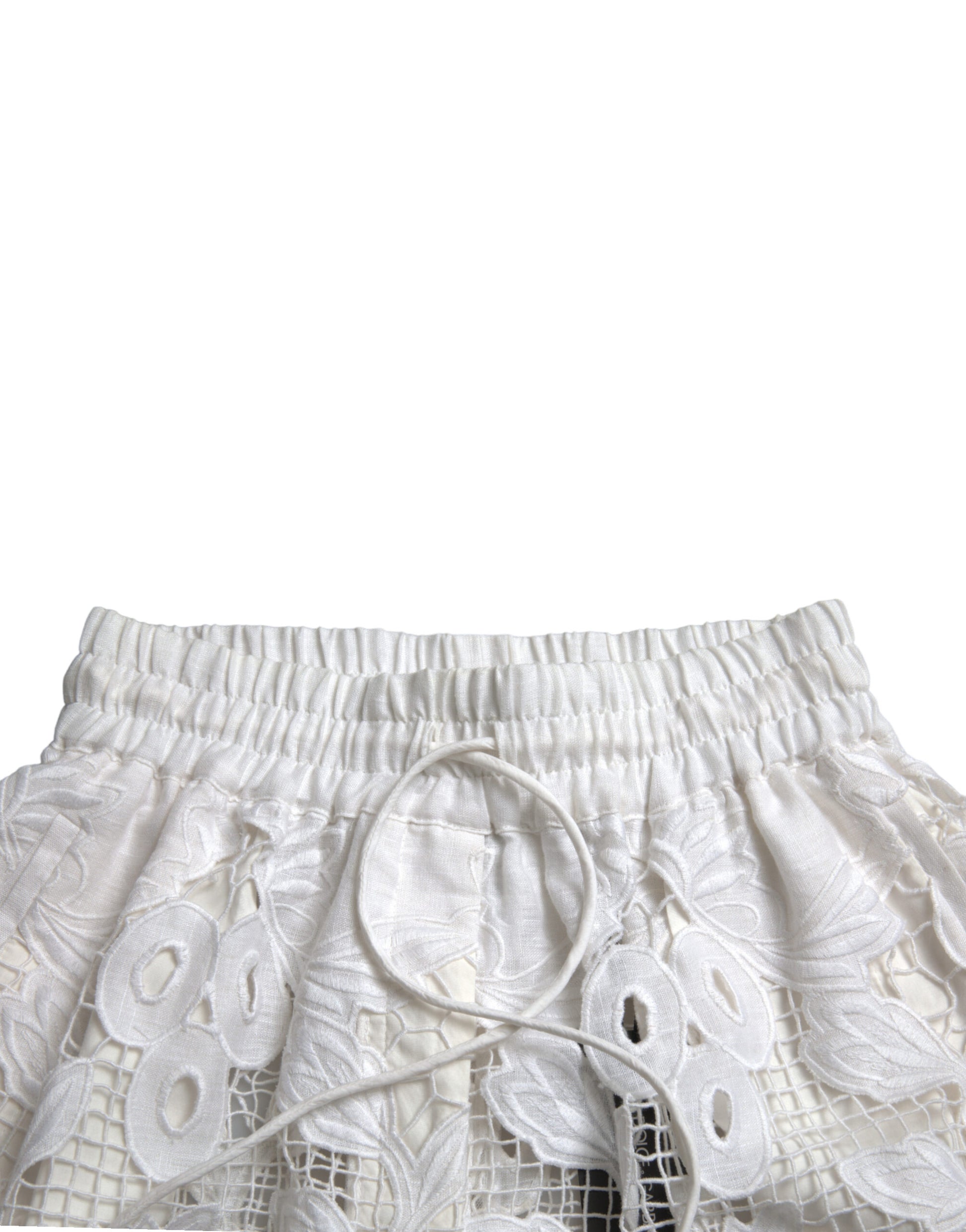 Bermuda taille haute en coton blanc découpé Dolce &amp; Gabbana