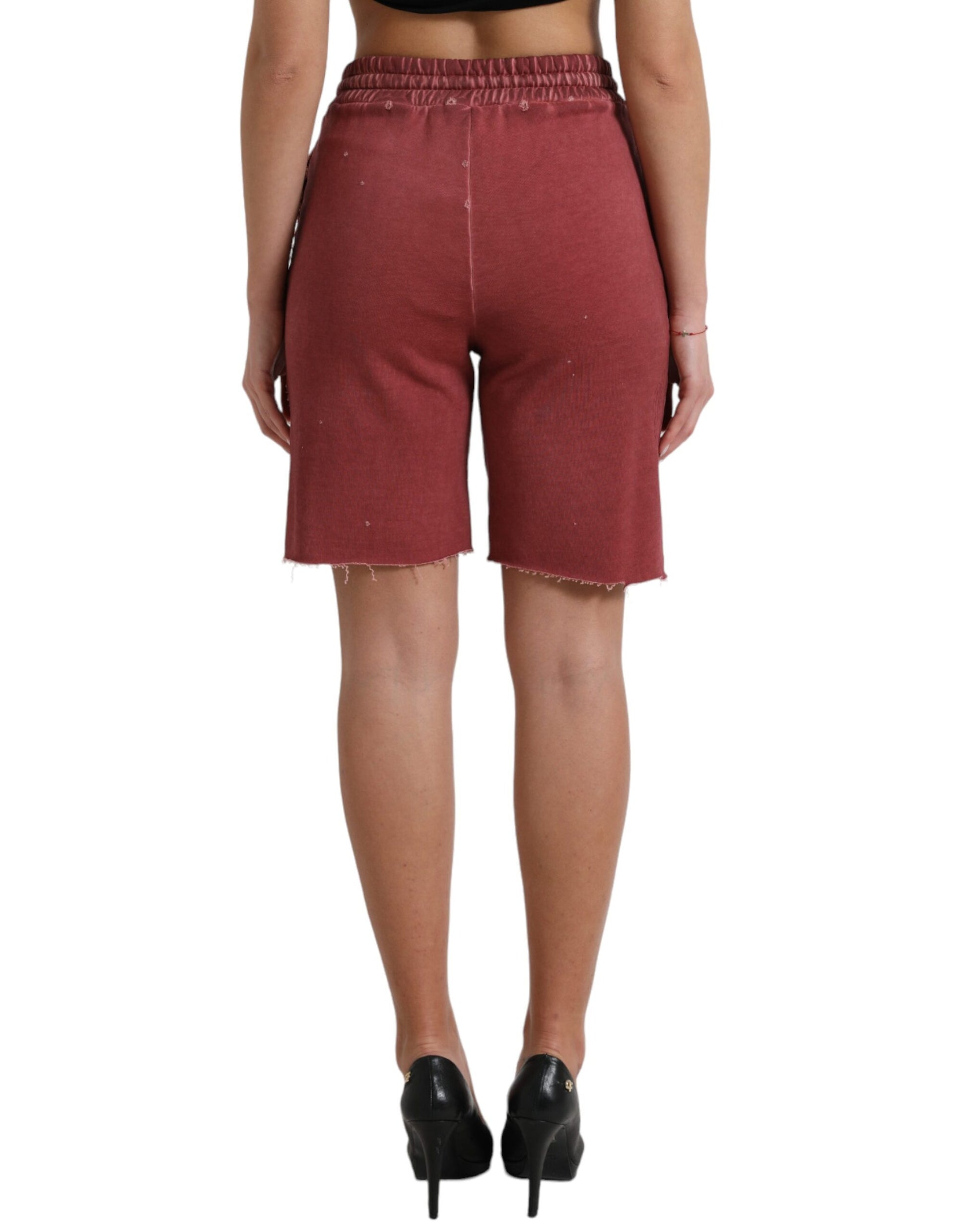 Short de survêtement taille haute en coton bordeaux Dolce &amp; Gabbana