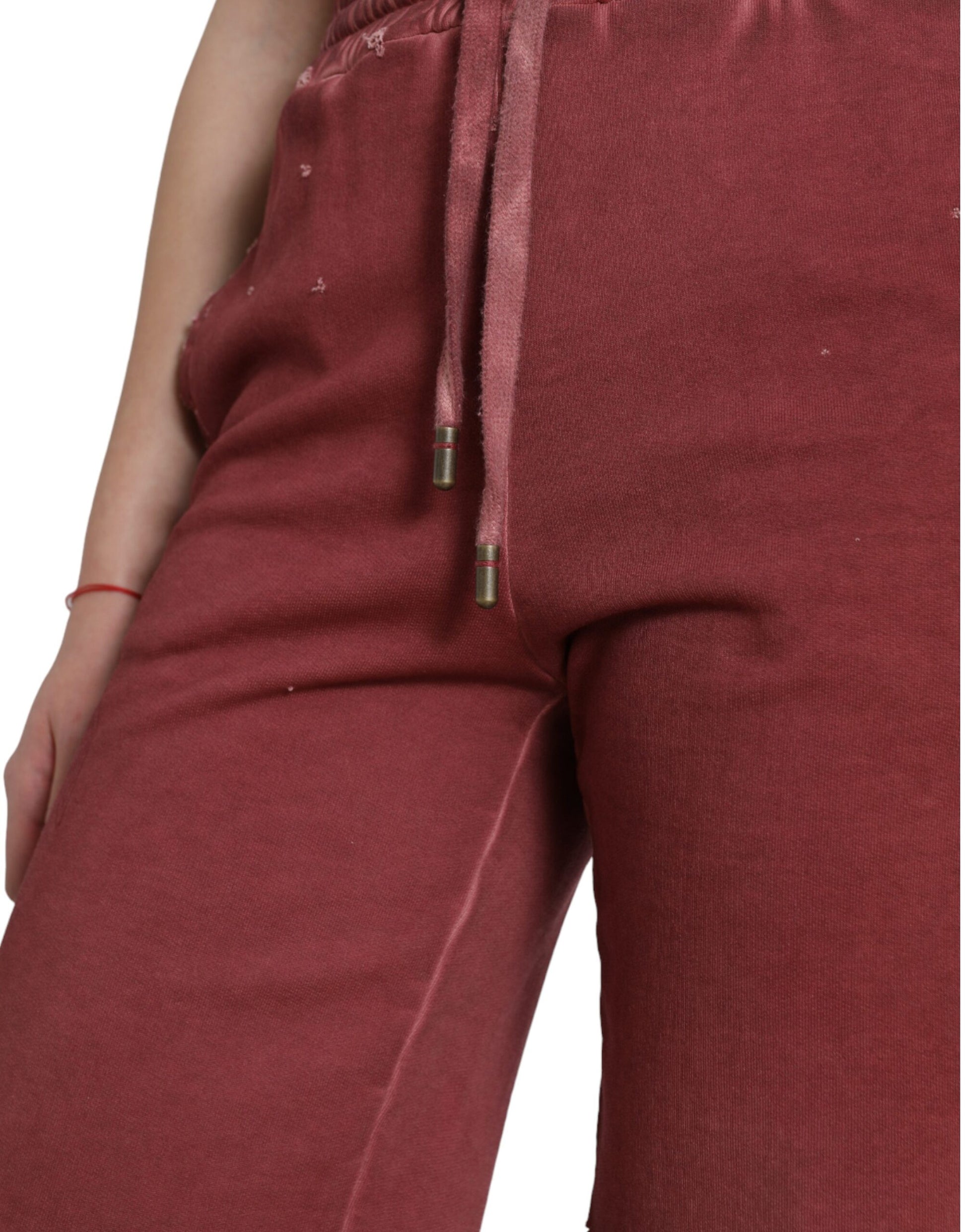 Short de survêtement taille haute en coton bordeaux Dolce &amp; Gabbana