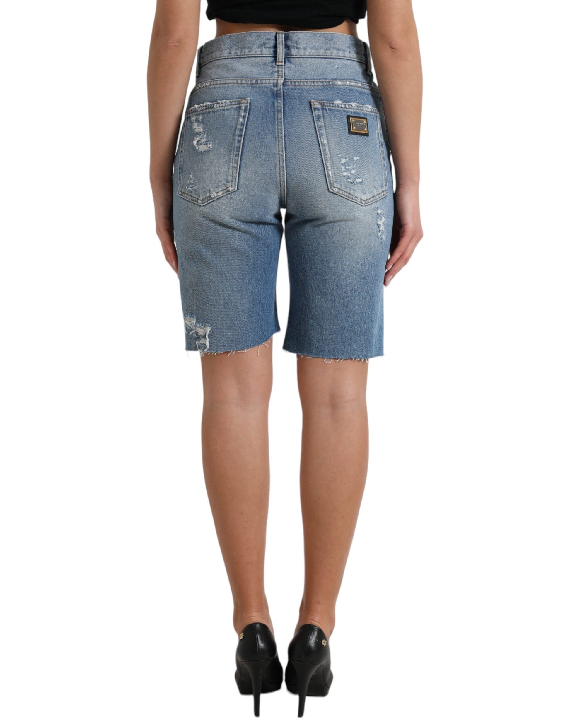 Bermuda bleu à ornements en lambeaux Dolce &amp; Gabbana