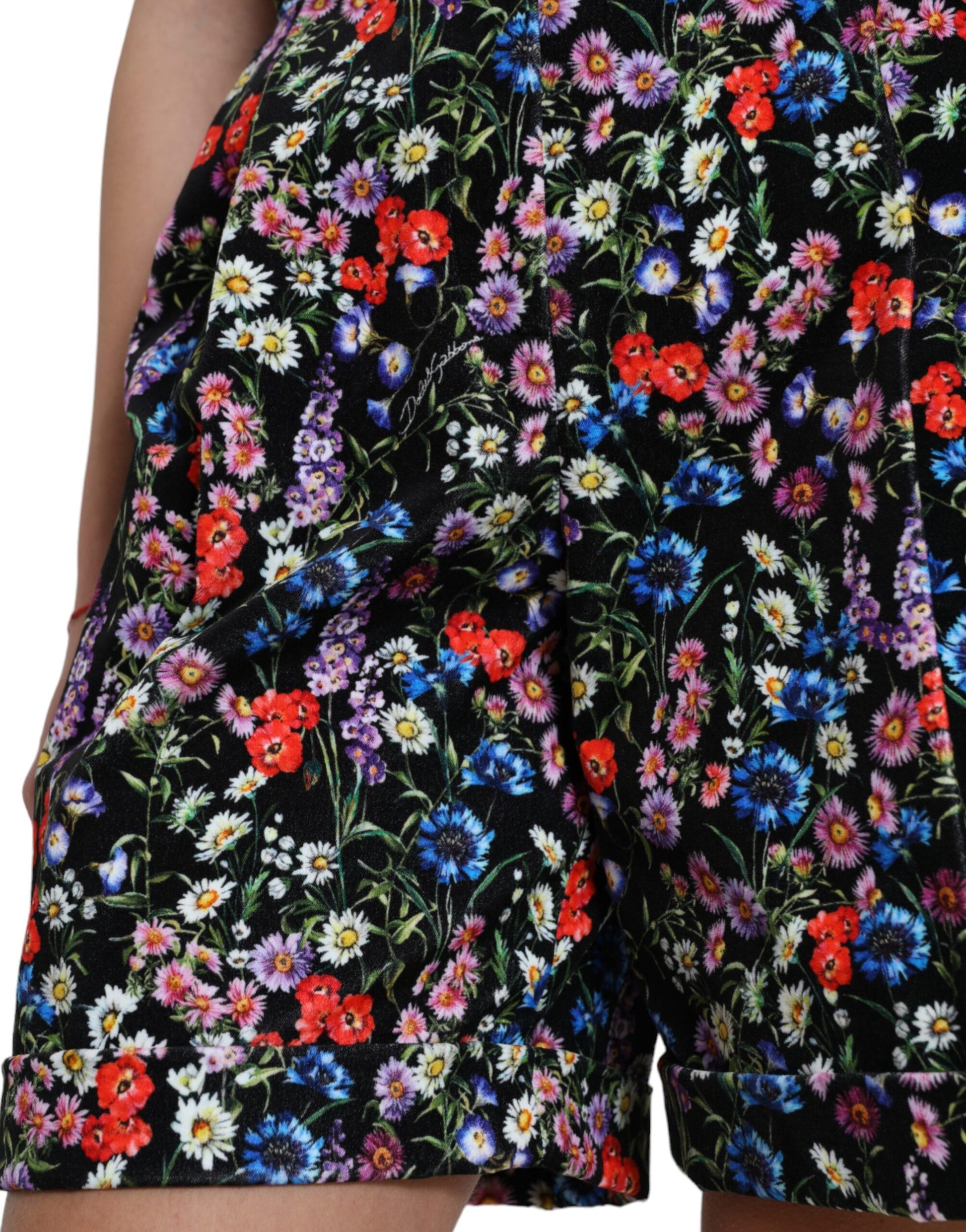 Short taille haute à fleurs noires Dolce &amp; Gabbana