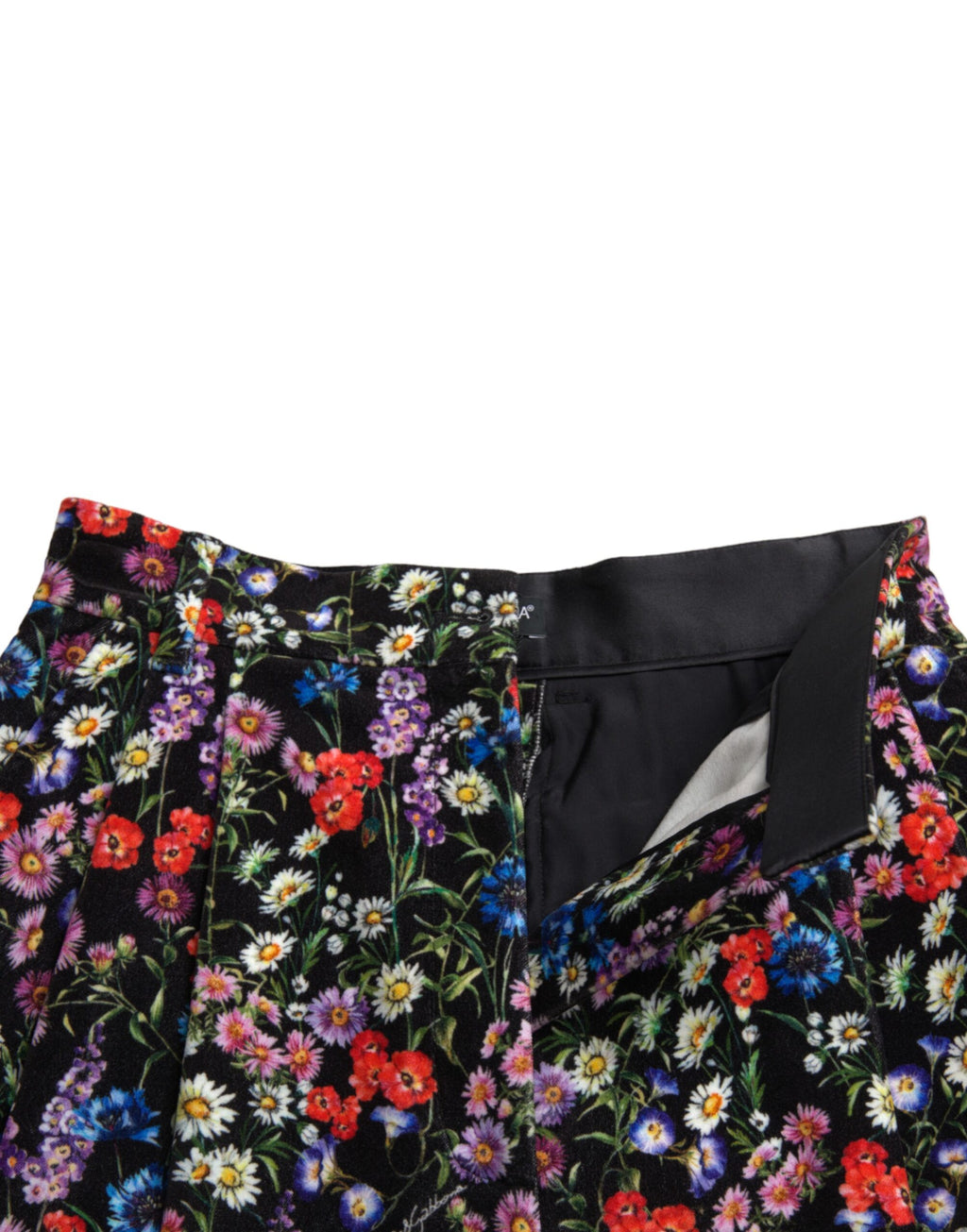 Short taille haute à fleurs noires Dolce &amp; Gabbana